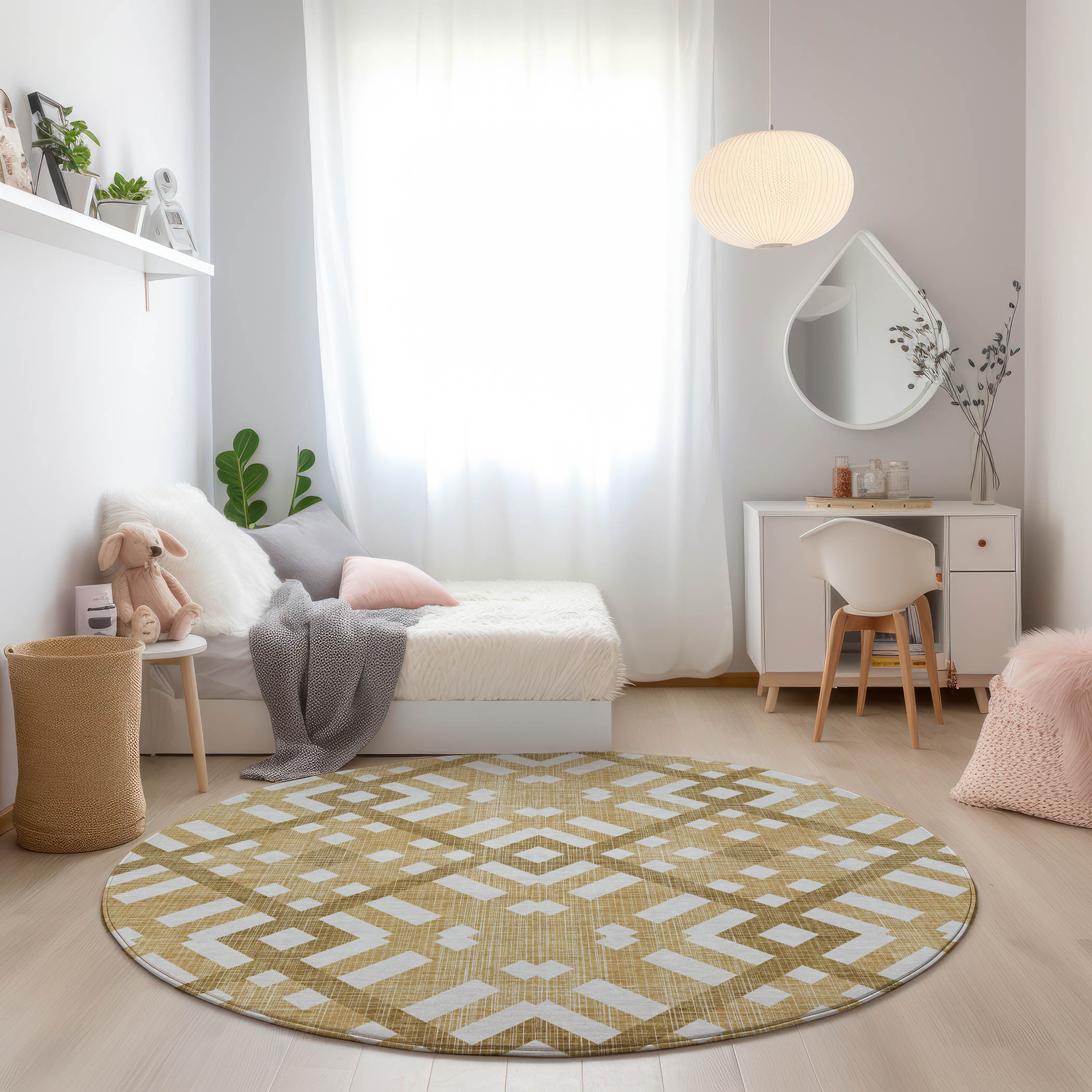 Addison Rugs ACN616GO8RO Chantille ACN616GO 8 x 8 (ft) Polyester Gold Round Indoor/Outdoor Abstract Machine washable Area rug