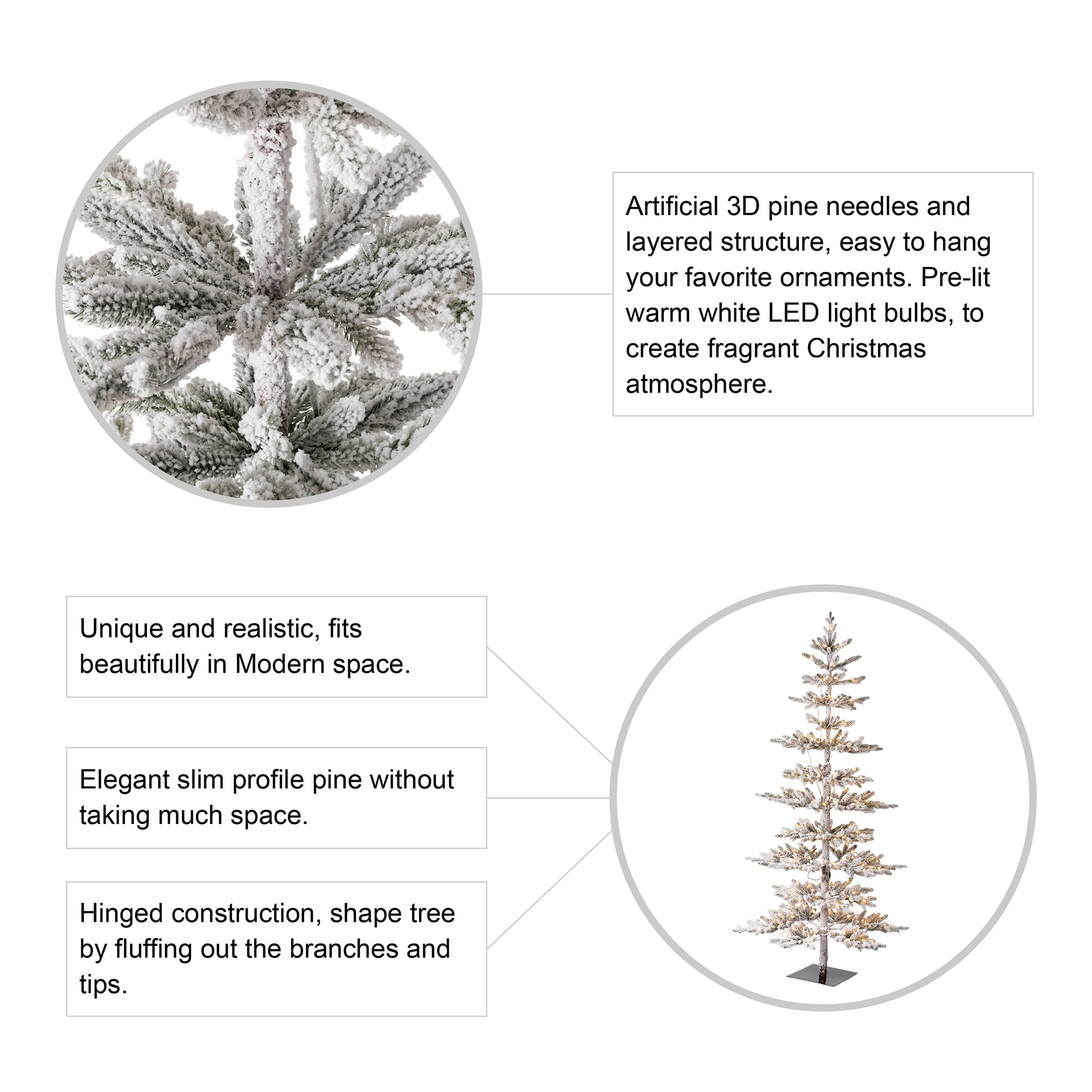 Glitzhome 8ft/10ft Pre-Lit Deluxe White Pine Slim Christmas Tree