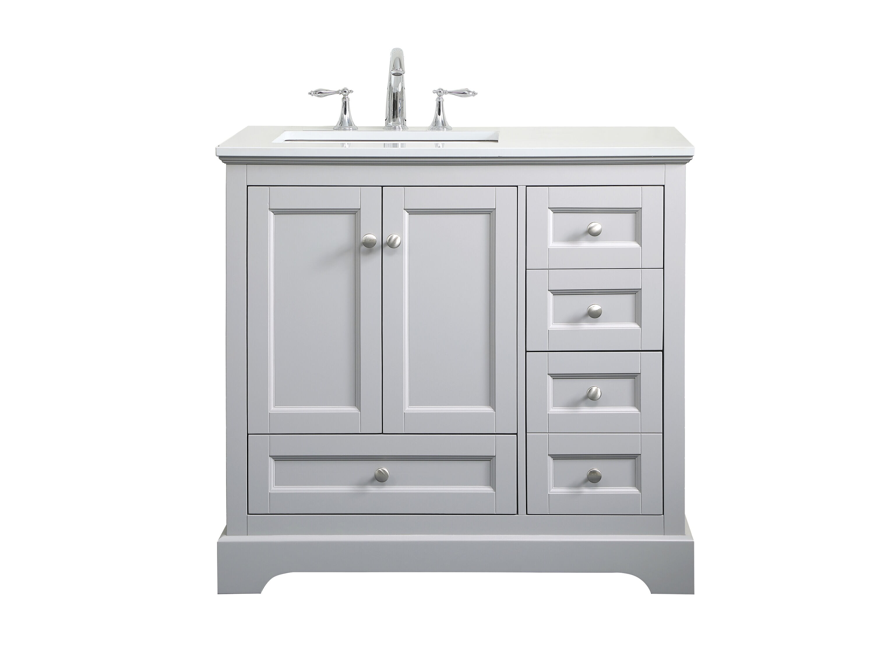 Elegant Decor HF46608GR 22-in Grey Undermount Single Sink Bathroom Vanity with Ivory White Engineered Marble Top