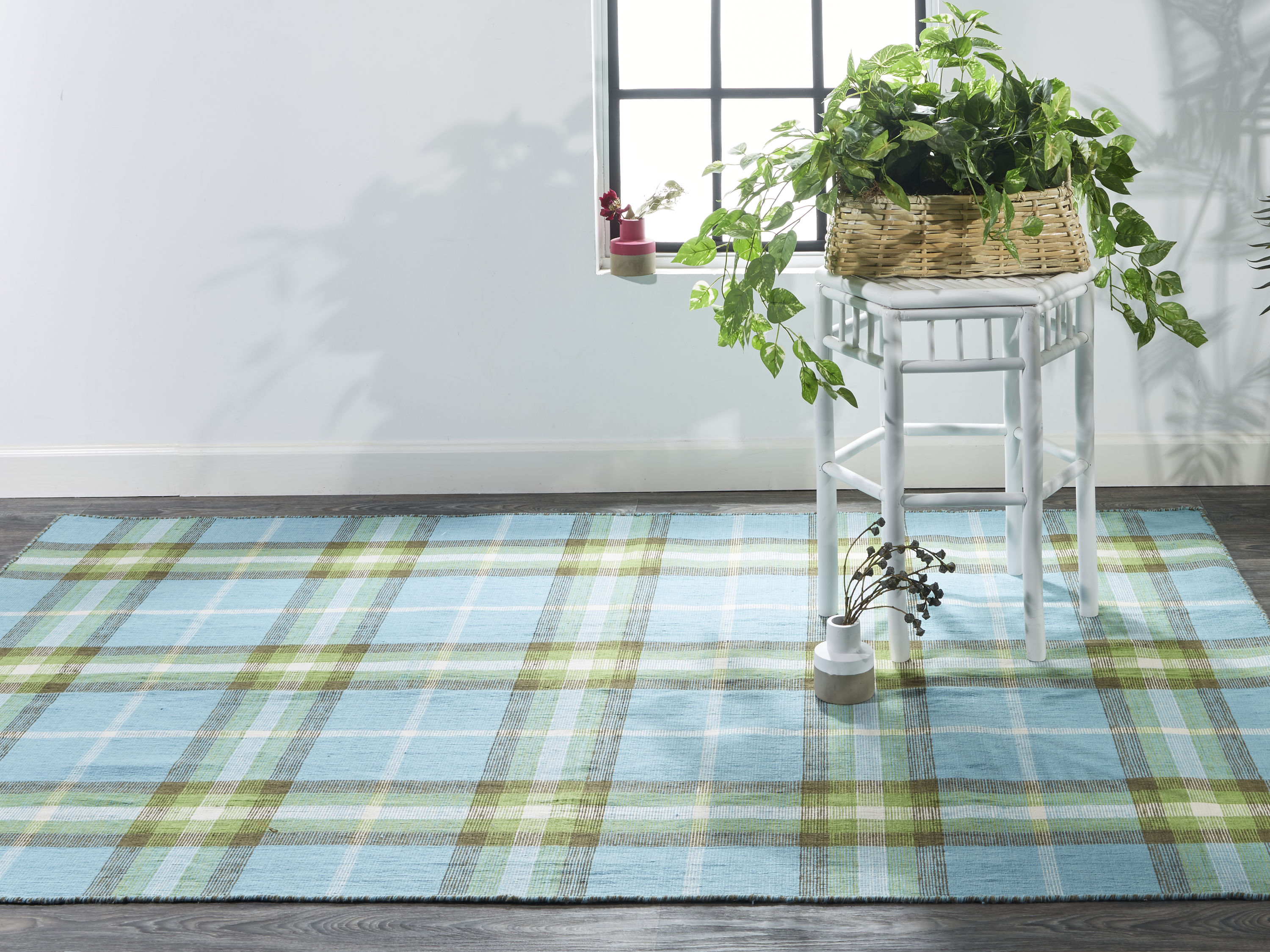 Room Envy 883R0565BLU000F00 Jens 8 x 10 (ft) Loomed Polyester Horizon Blue/Grass Green Rectangular Indoor Stripe Area rug