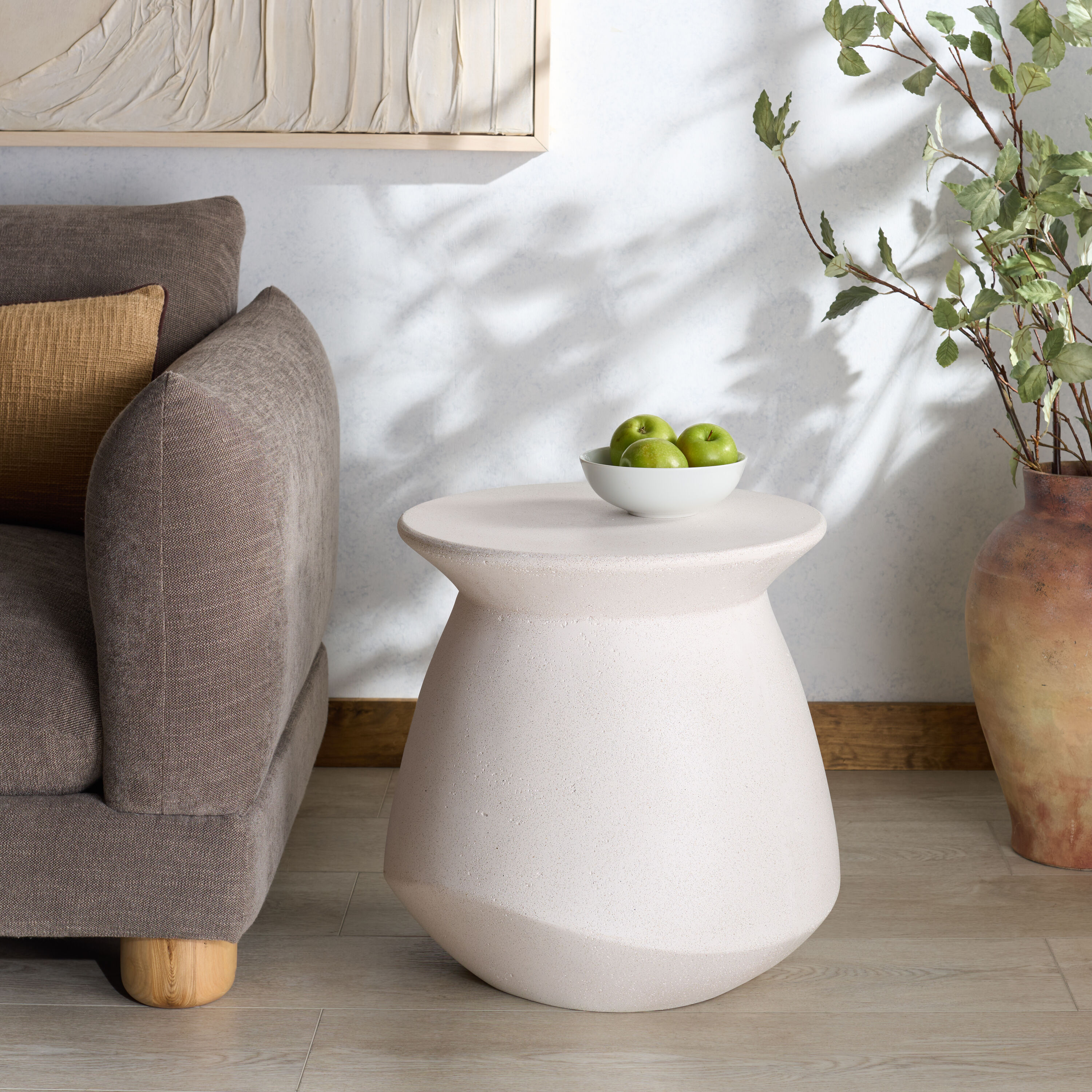 Safavieh SFV2606A Joyrosa Concrete High Gloss Finish Accent Table/White