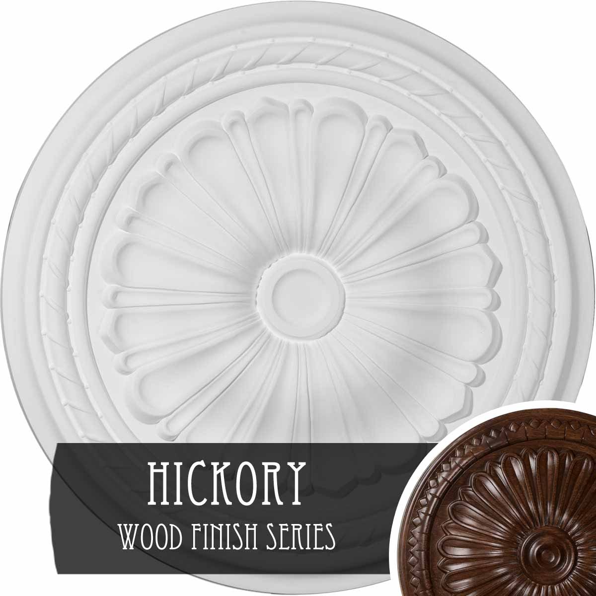 Ekena Millwork CM20ALHIS Alexa 20.5-in W x 20.5-in L Hickory Polyurethane Ceiling Medallion