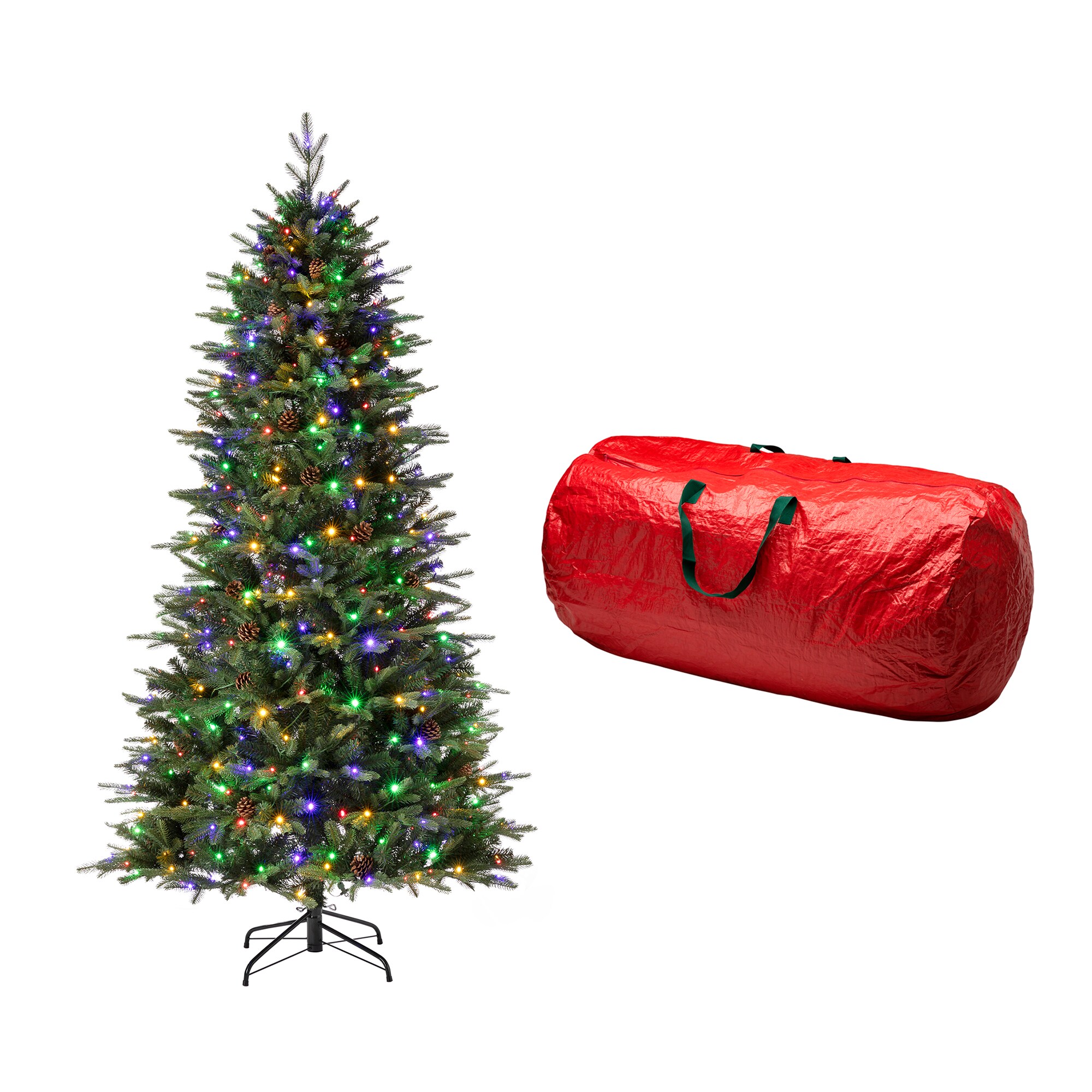 Glitzhome 2014600025 7.5-ft Pre-lit Flocked Artificial Christmas Tree with LED Lights