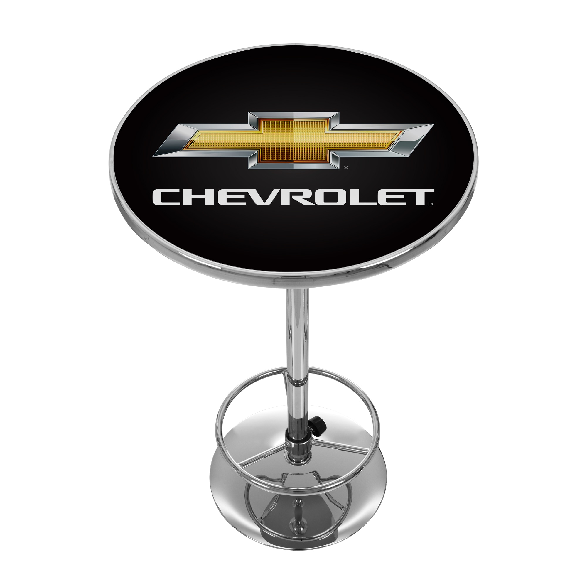 Trademark Gameroom GM2000CH Pub Tables Chrome Round Traditional Bar Table, Composite with Metal Pedestal Base 27.375-in L x 42-in H