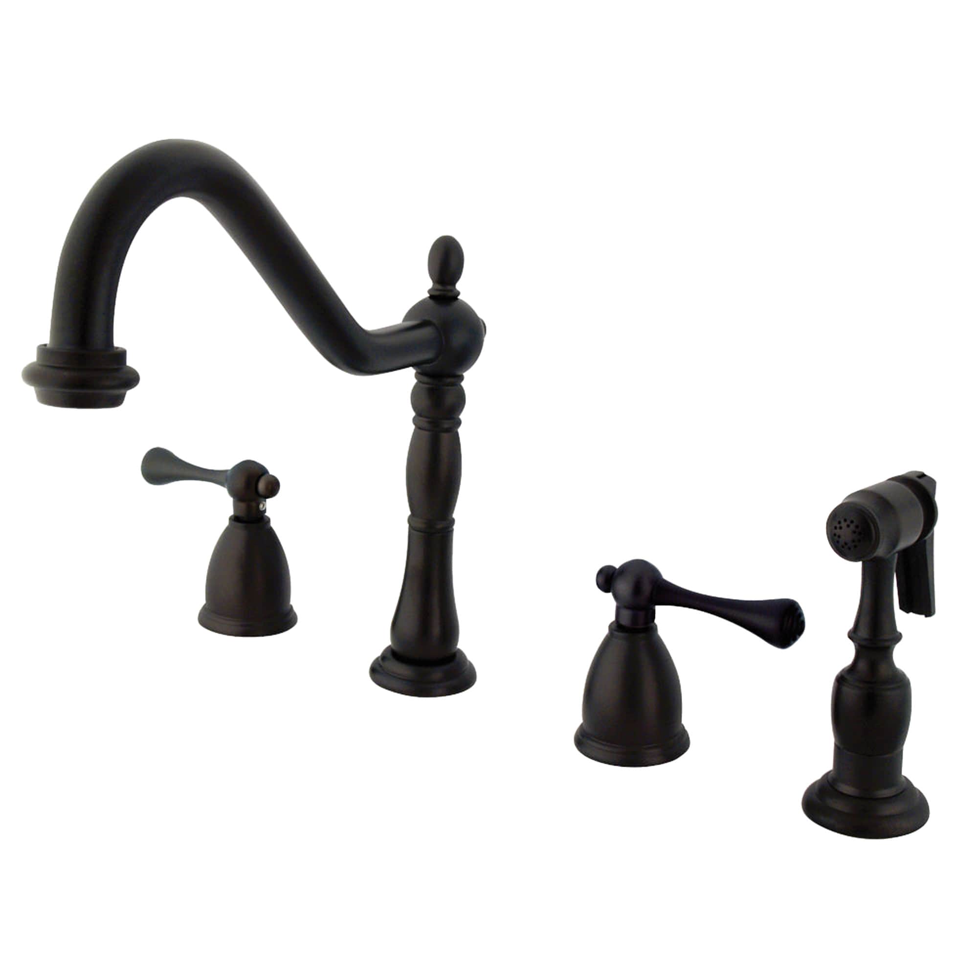 Elements of Design EB1795BLBS New Orleans Oil-rubbed bronze Double Handle Deck-mount Bridge Kitchen Faucet ( Side Sprayer Included )