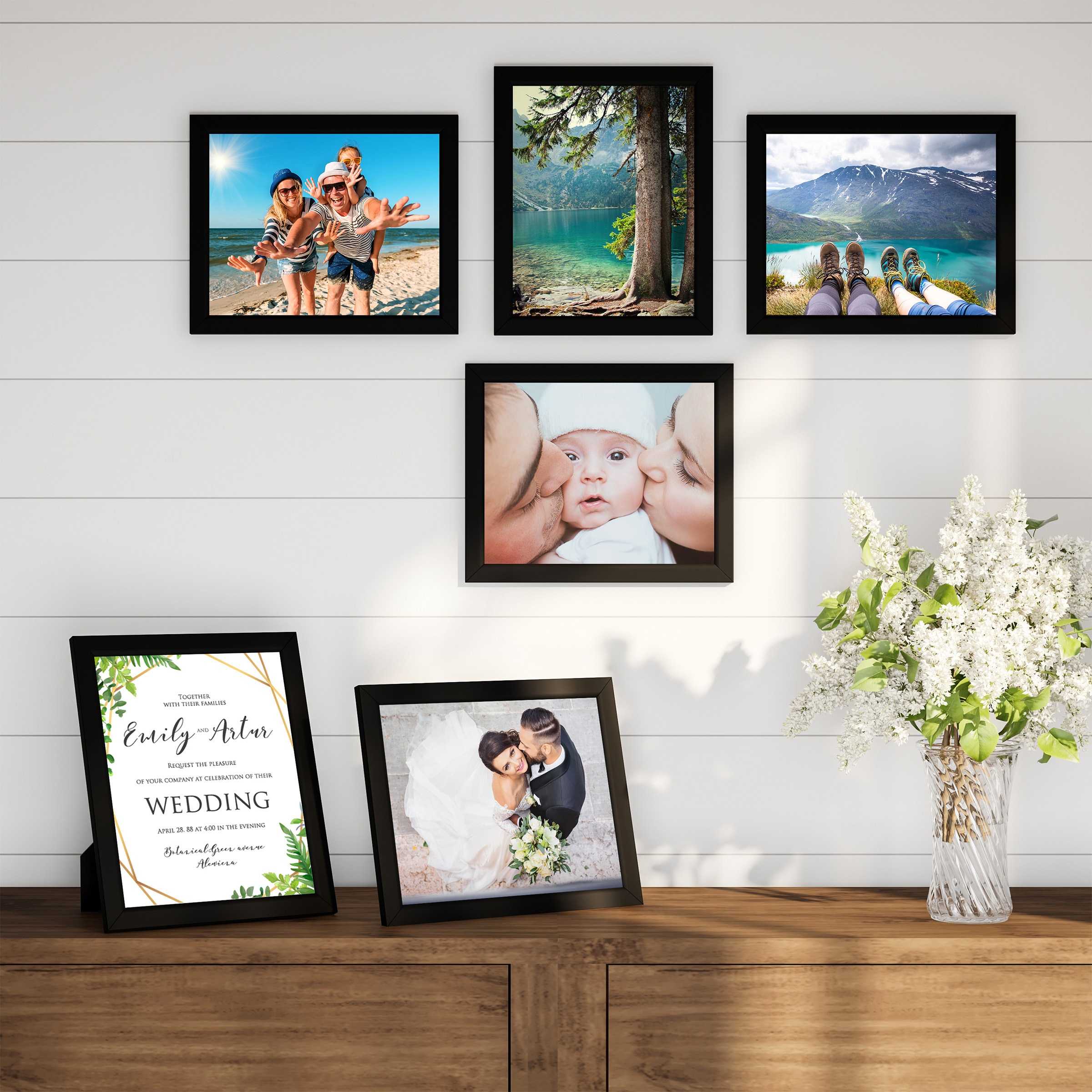 Hastings Home 428814WGQ 6 -Pack Black Wood ( Set ) Picture frame