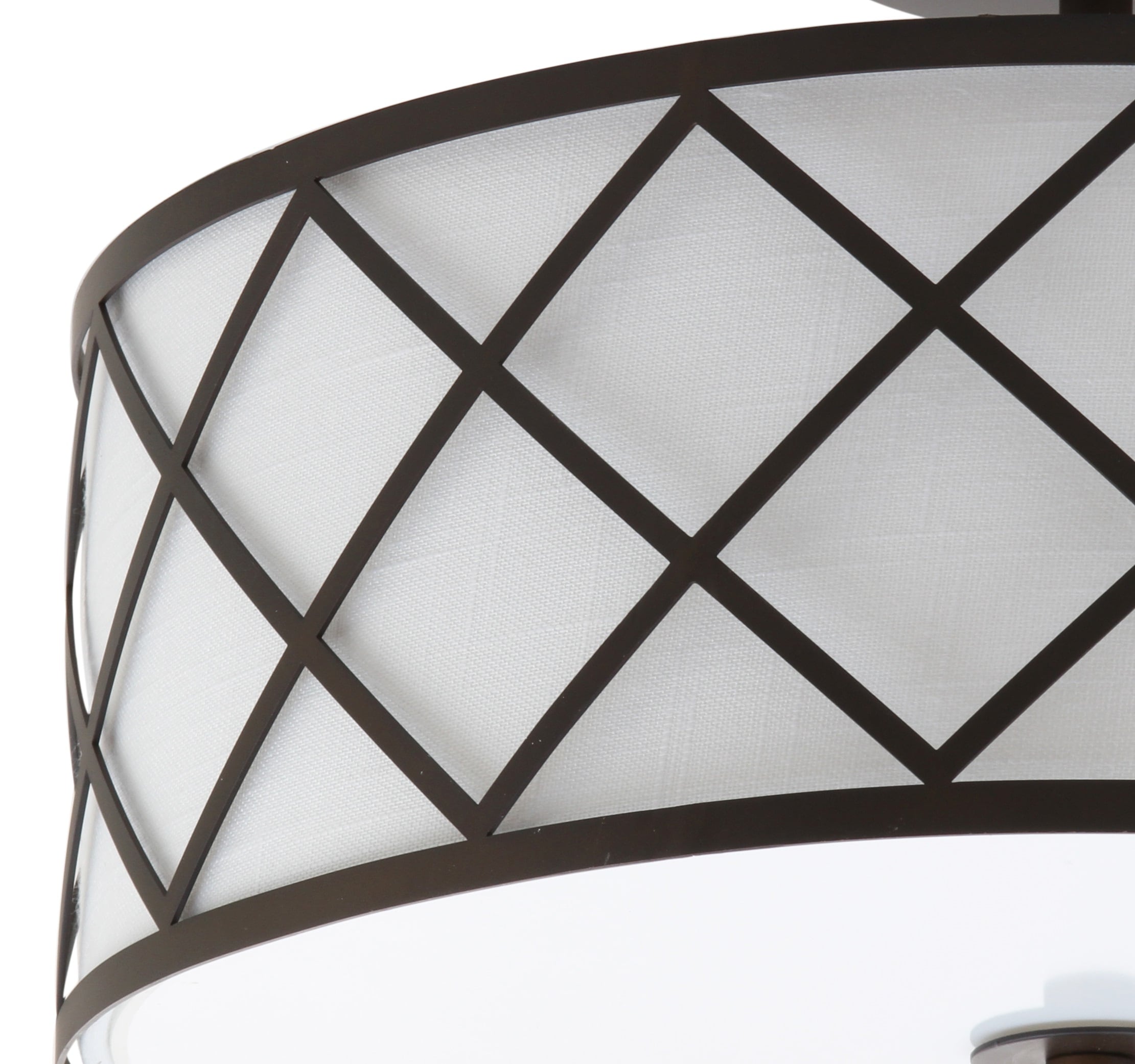 Transitional Elegance 16.75" Drum Flush Mount in Oil Rubbed Bronze with White Linen Shade