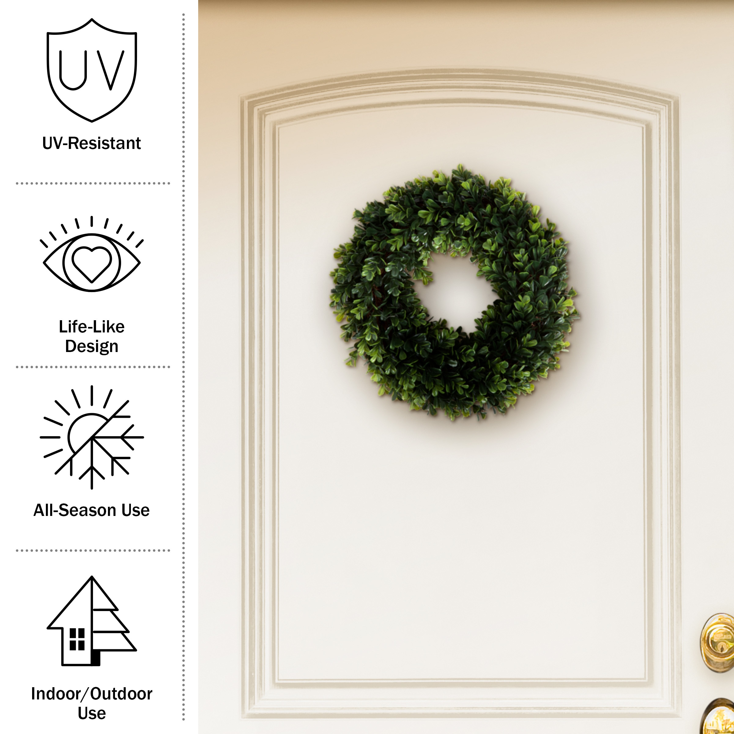 Nature Spring 13.7-Inch UV-Resistant Artificial Boxwood Wreath