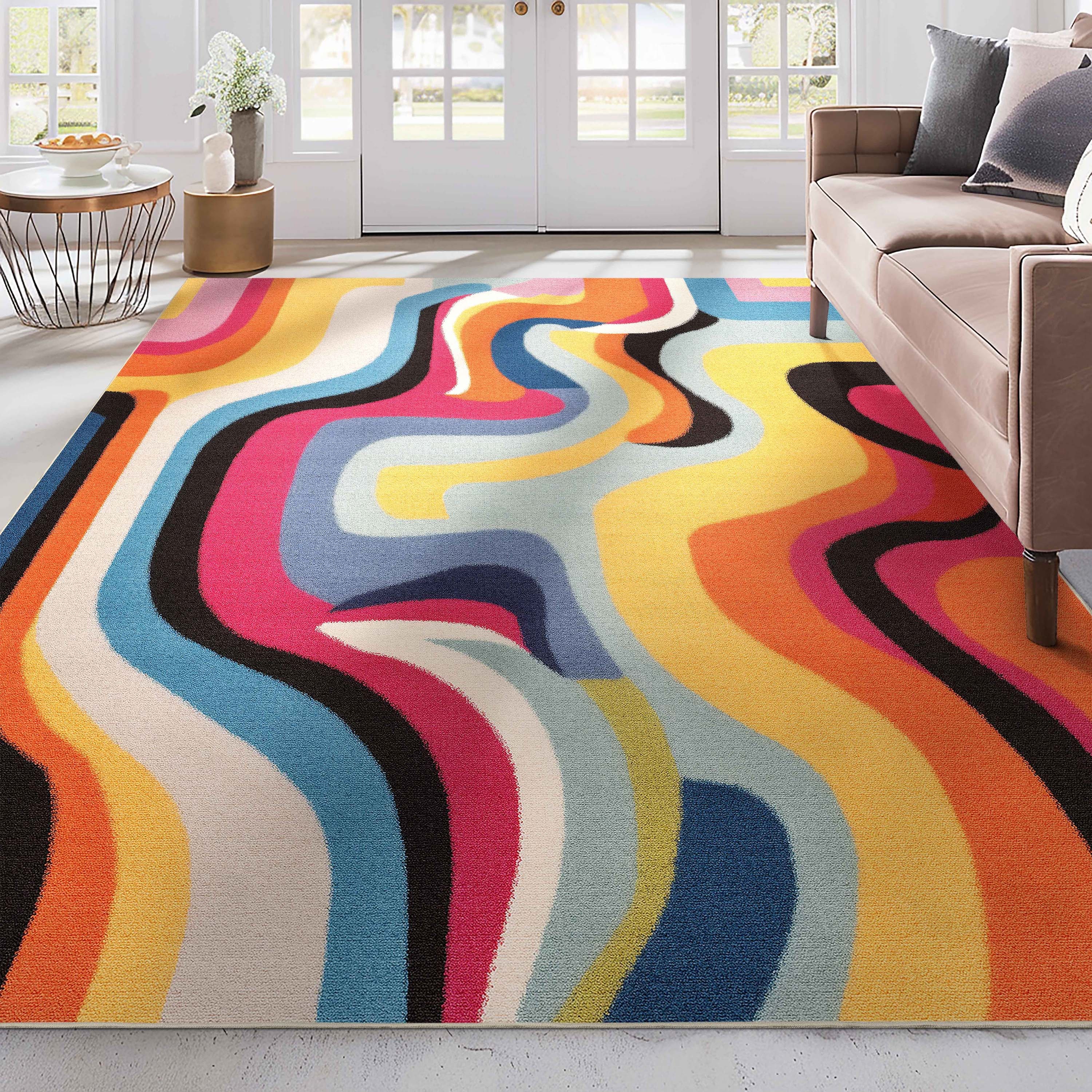 Well Woven W-AID-09A-8 Apollo 9 x 13 (ft) Polyester Multi Rectangular Indoor Abstract Mid-Century Modern Area rug