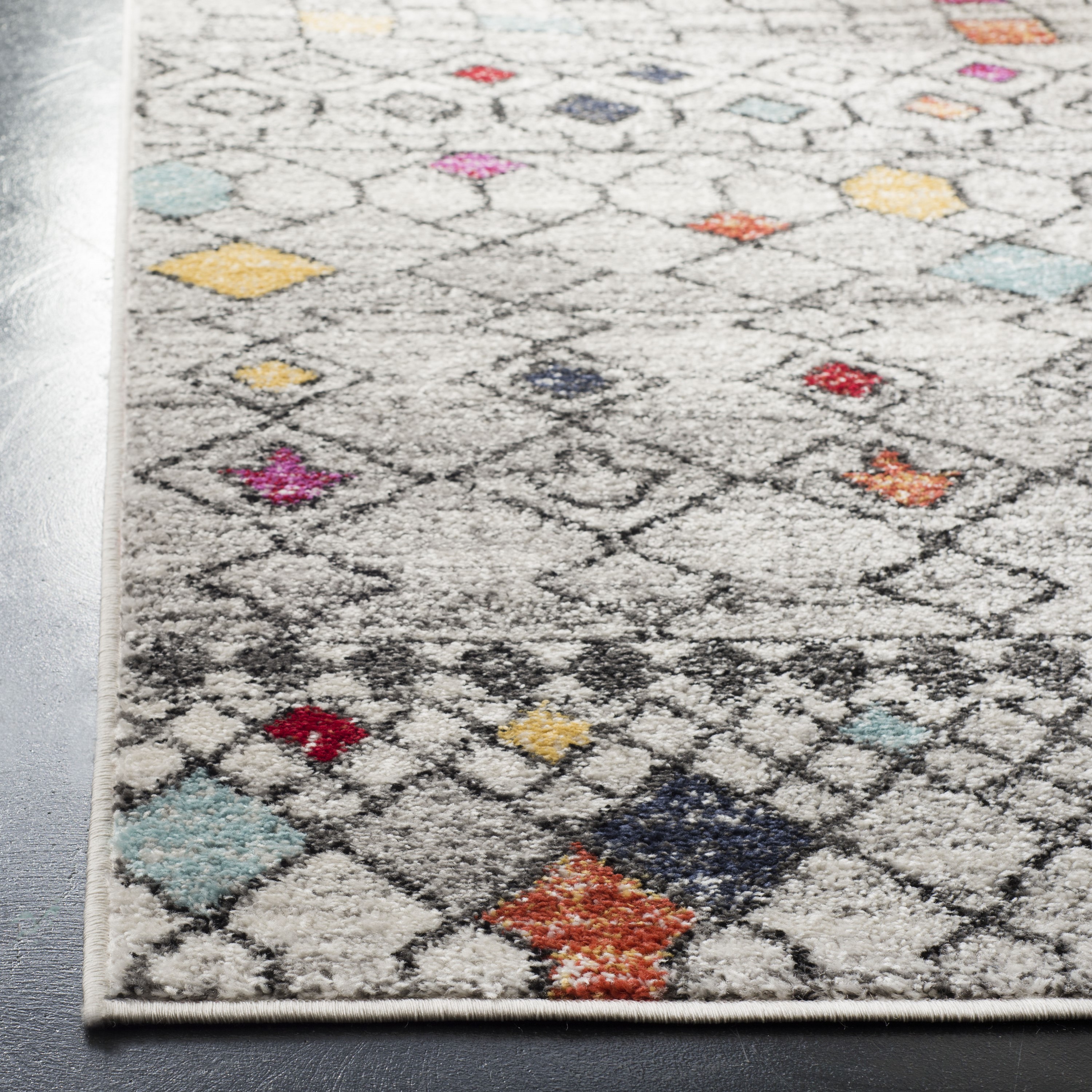 Hand-Knotted Gray Synthetic Rectangle Area Rug