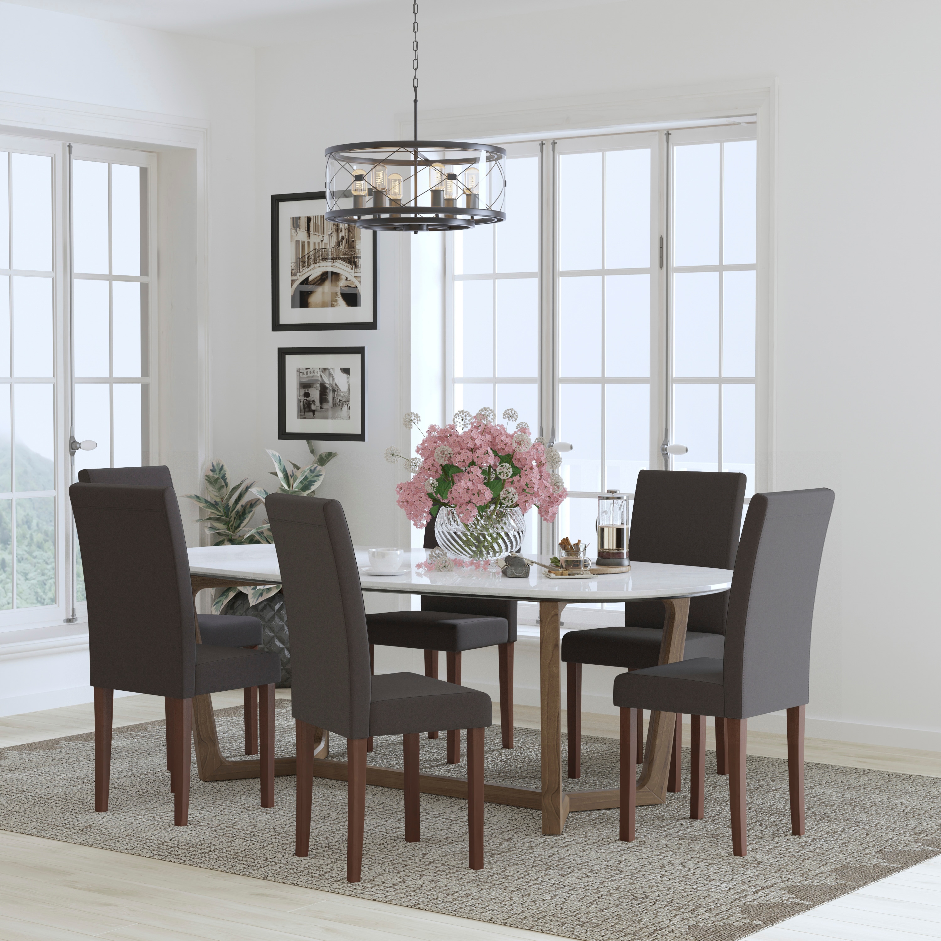 Flash Furniture 840196353432 Greenwich Contemporary/Modern Polyester/Polyester Blend Upholstered Dining Side Chair (Wood Frame)