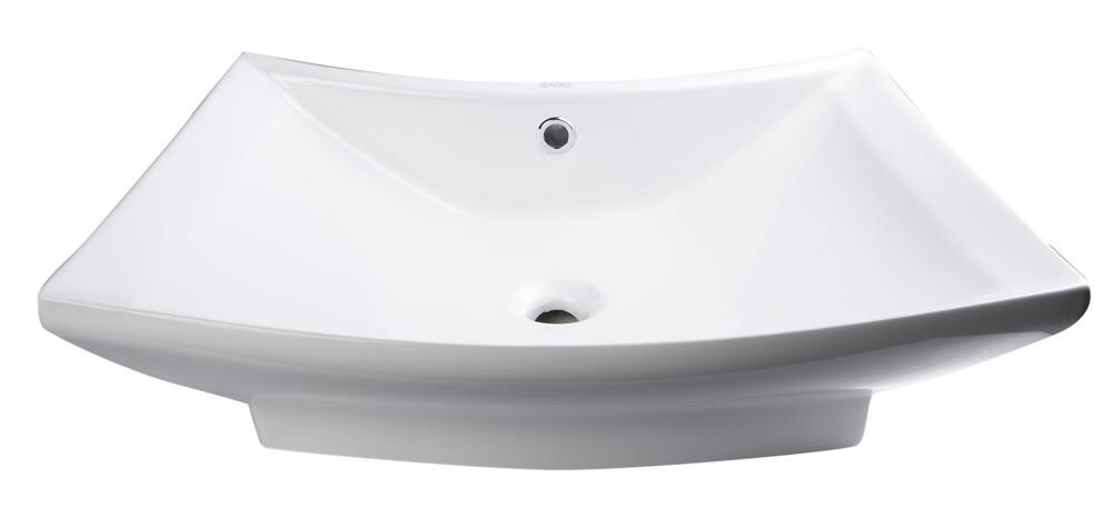 EAGO BA142 Porcelain Vessel Rectangular Modern White Bathroom Sink ( 28.38-Inches x 19.63-Inches )