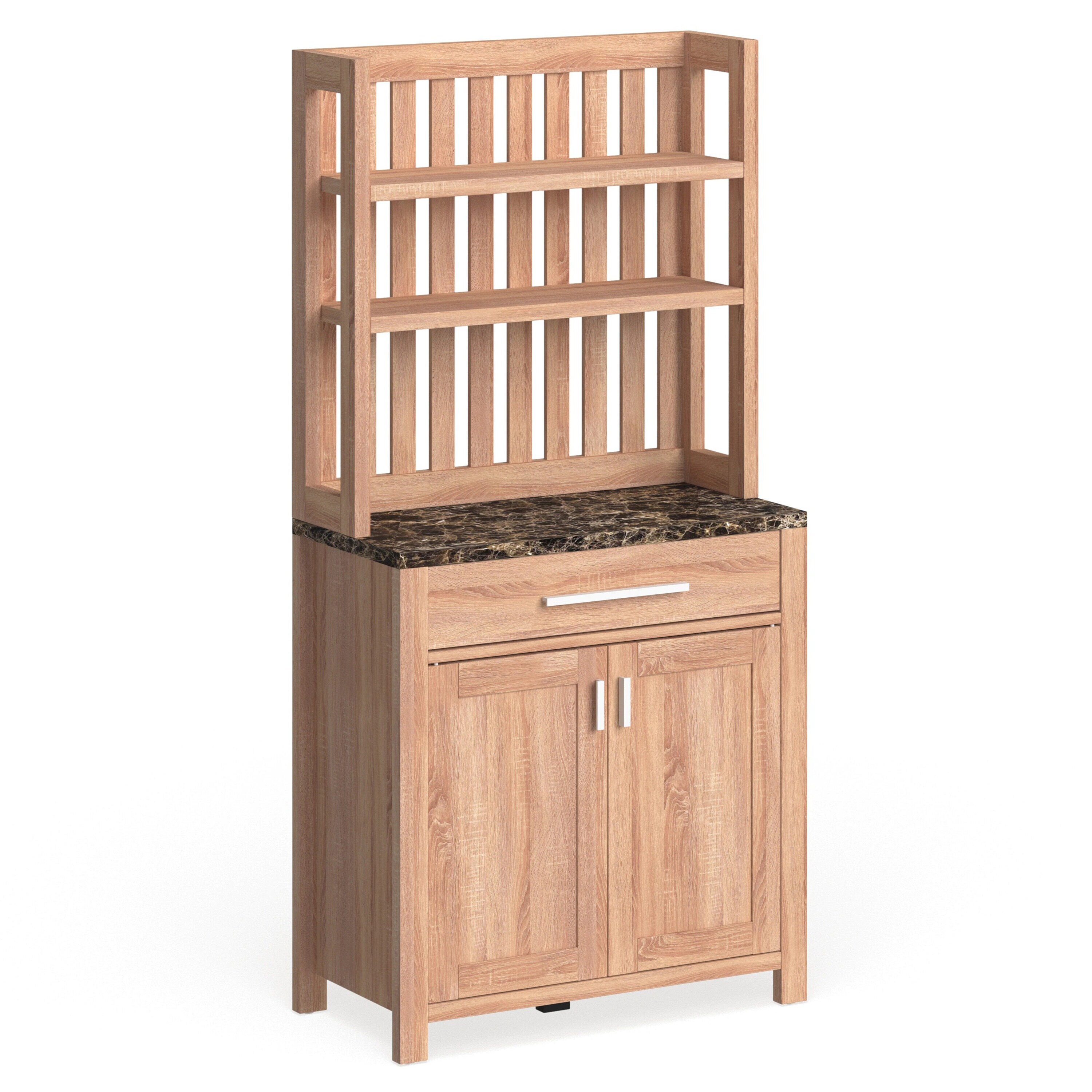 39.4 Standard Baker's Rack with Wooden Shelves 17 Stories Color: Burlywood