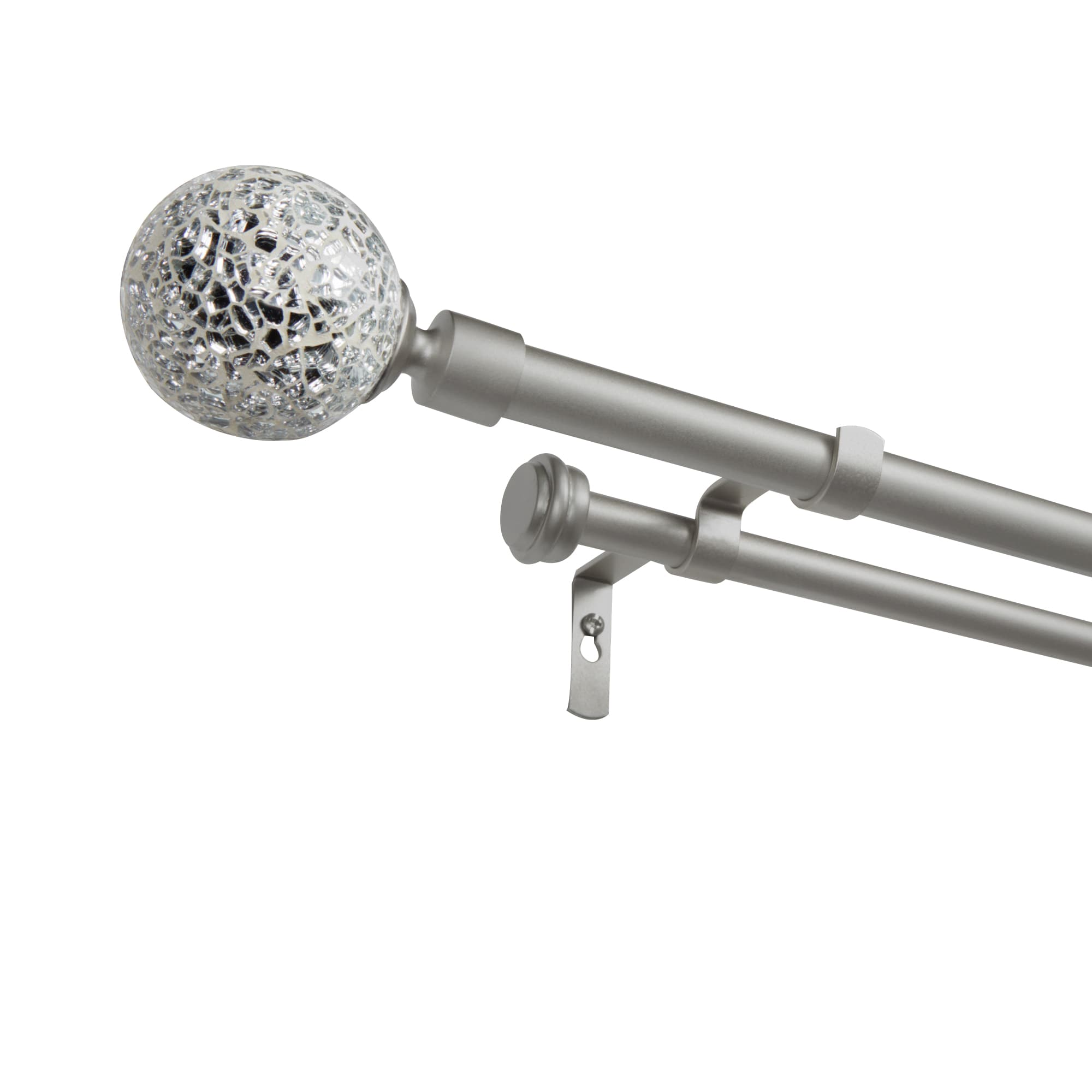 Exclusive Home Silver Aged Sphere 1 Curtain Rod And Coordinating