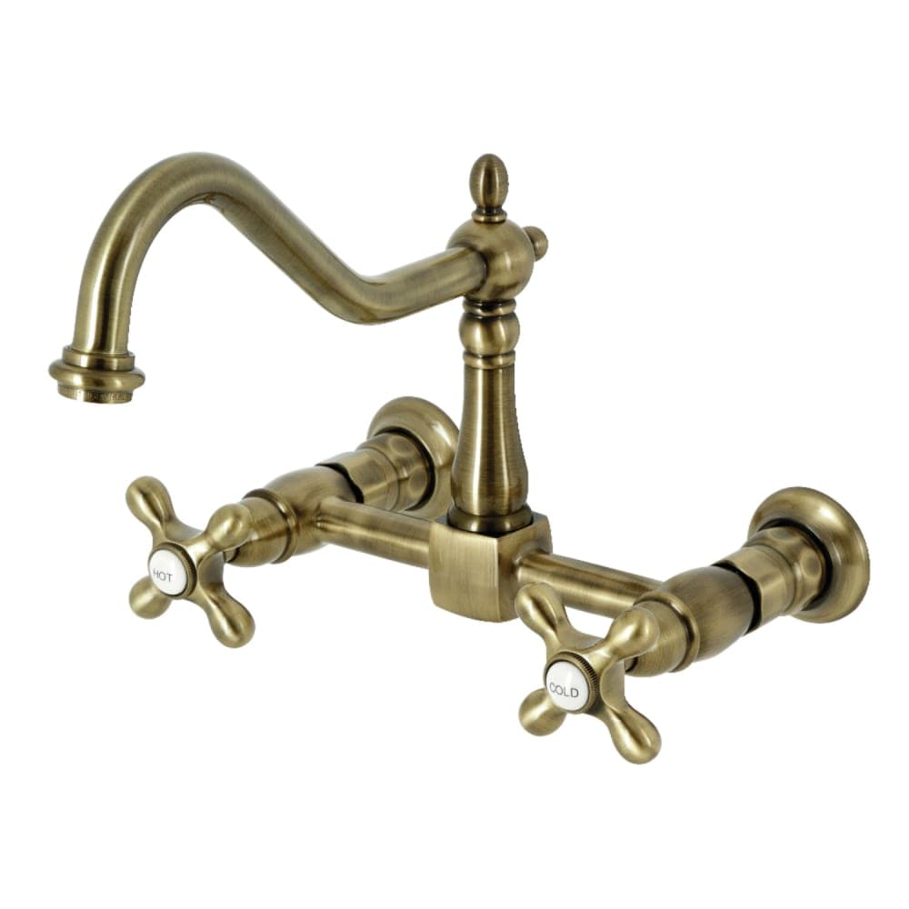 Kingston Brass  KS124.AX Heritage 1.8 GPM Widespread Bridge Kitchen Faucet  Includes Escutcheon
