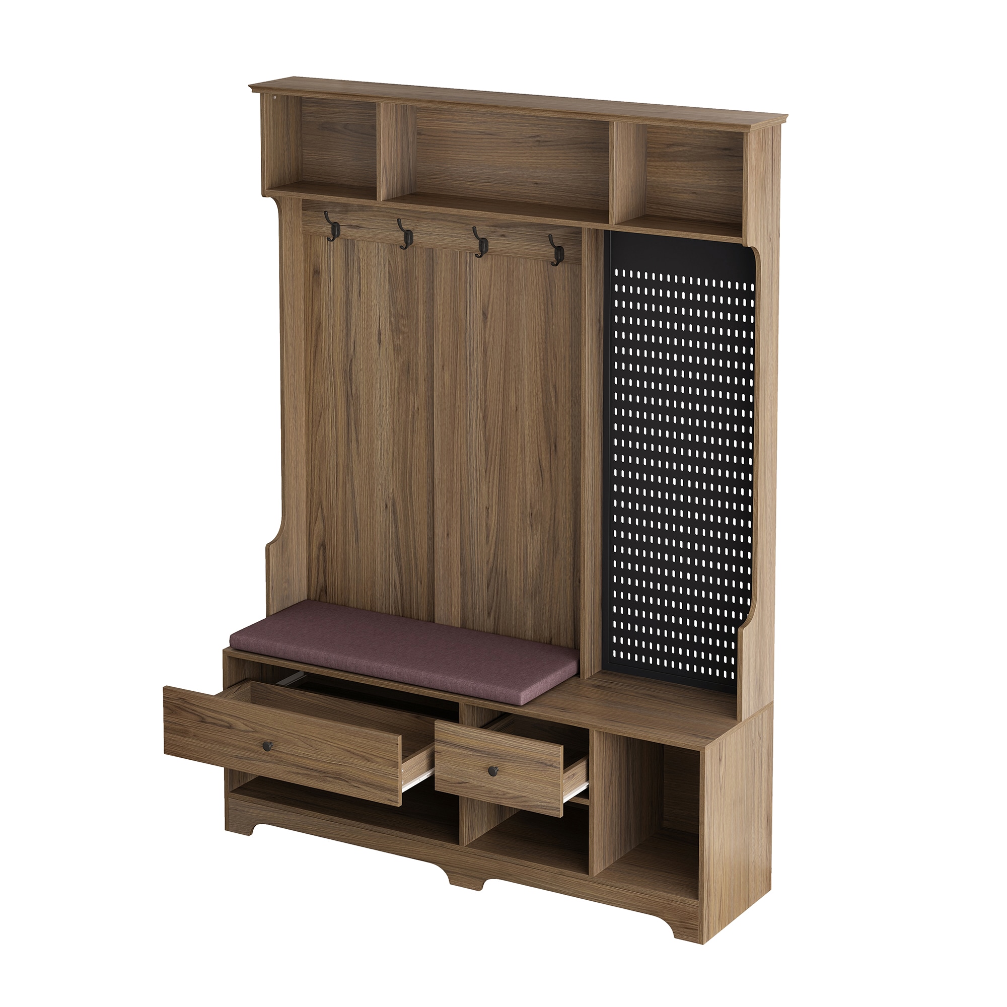 SINOFURN SYB930039BN Modern 57.5-in Brown Wood Hall Tree