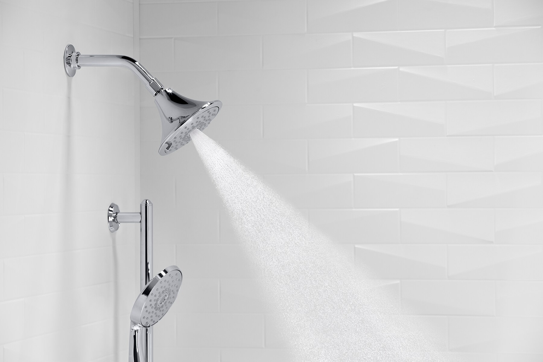 Polished Chrome Multifunction Wall Mounted Showerhead with Pulse