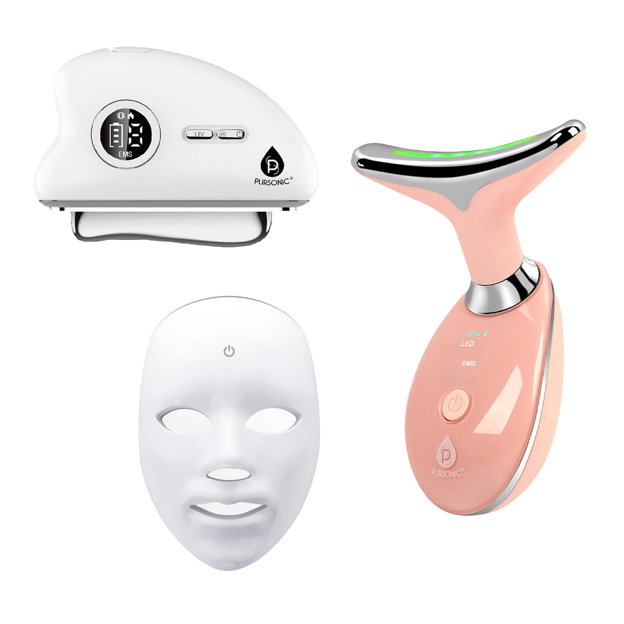 Pursonic LLMK7-LLT7-LLHD700 Ultimate 7 in 1 LED Light Therapy Skincare Bundle