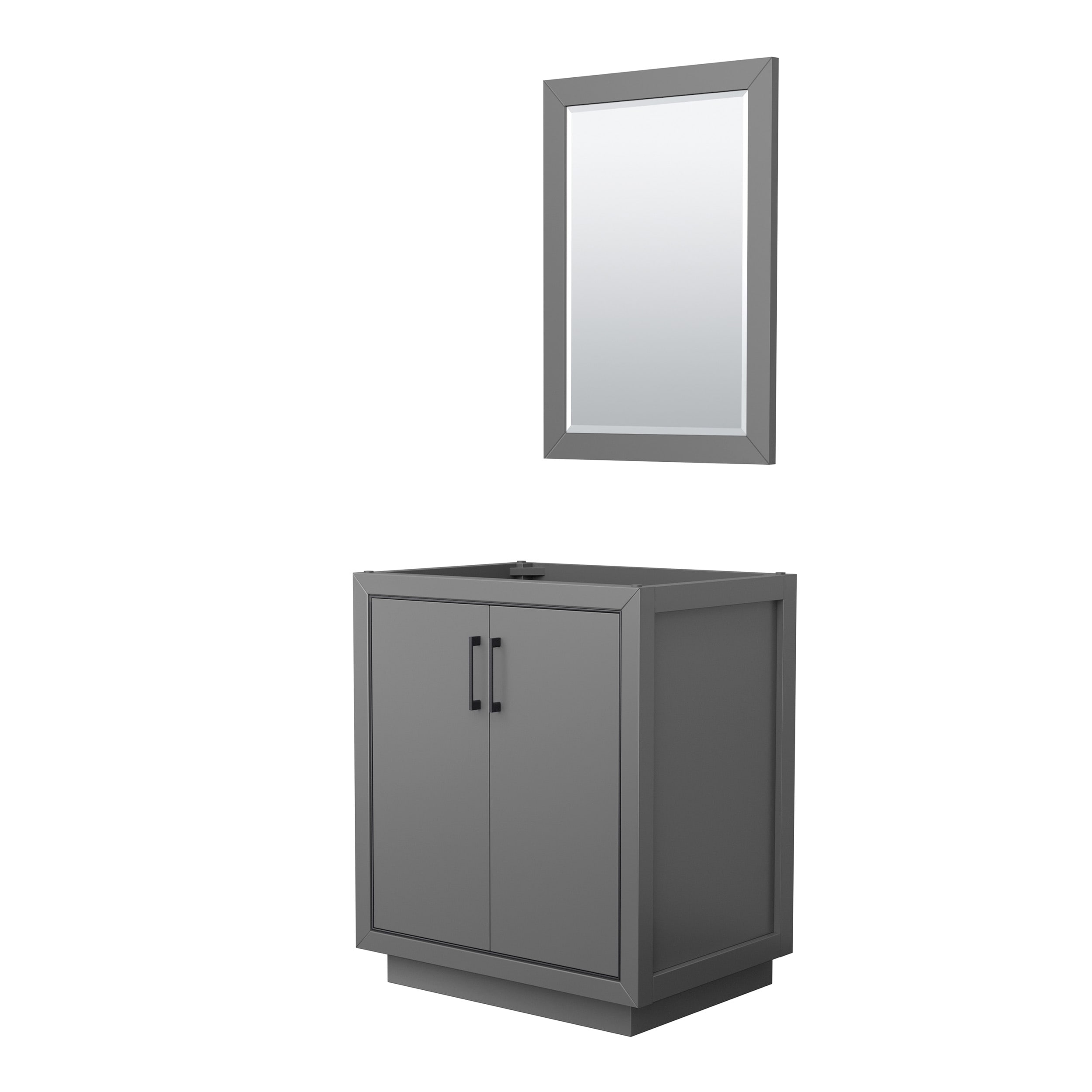 Wyndham Collection WCF111130SGBCXSXXM24 Icon 30-in Dark Gray with Matte Black Trim Bathroom Vanity Base Cabinet without Top (Mirror Included)