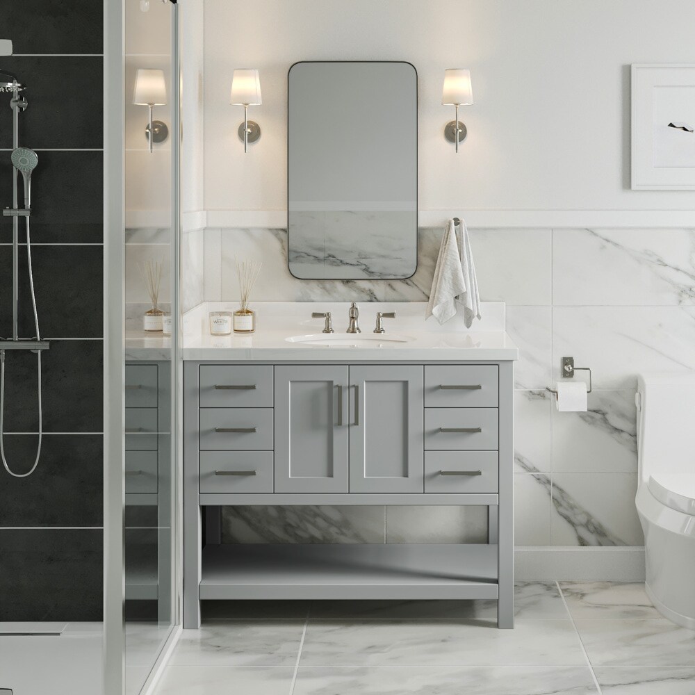 ARIEL Magnolia 43-in Grey Undermount Single Sink Bathroom Vanity with ...