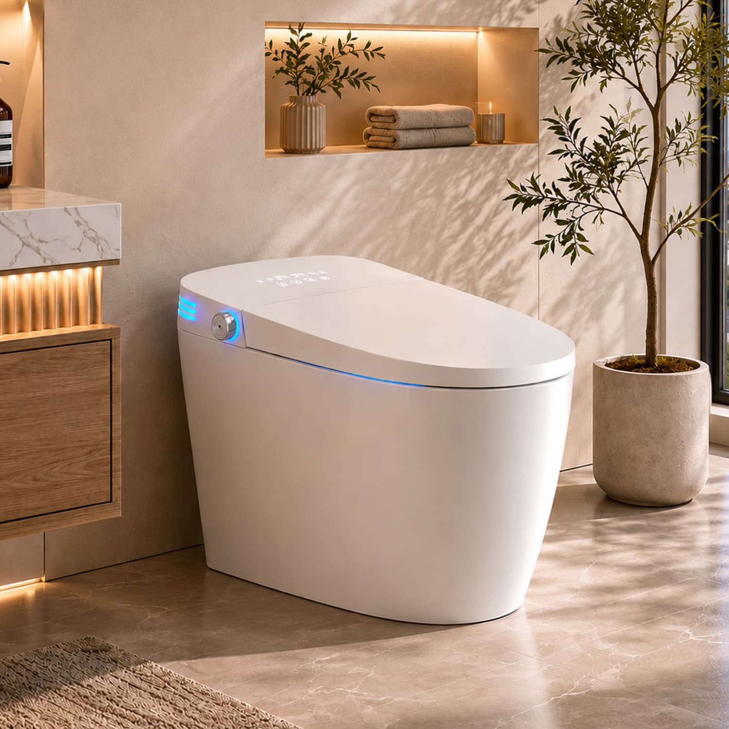 LUXEYARD - Smart Toilet with Bidet Built in One Piece Bidet Toilet Seat Auto Flush Auto Open and ...