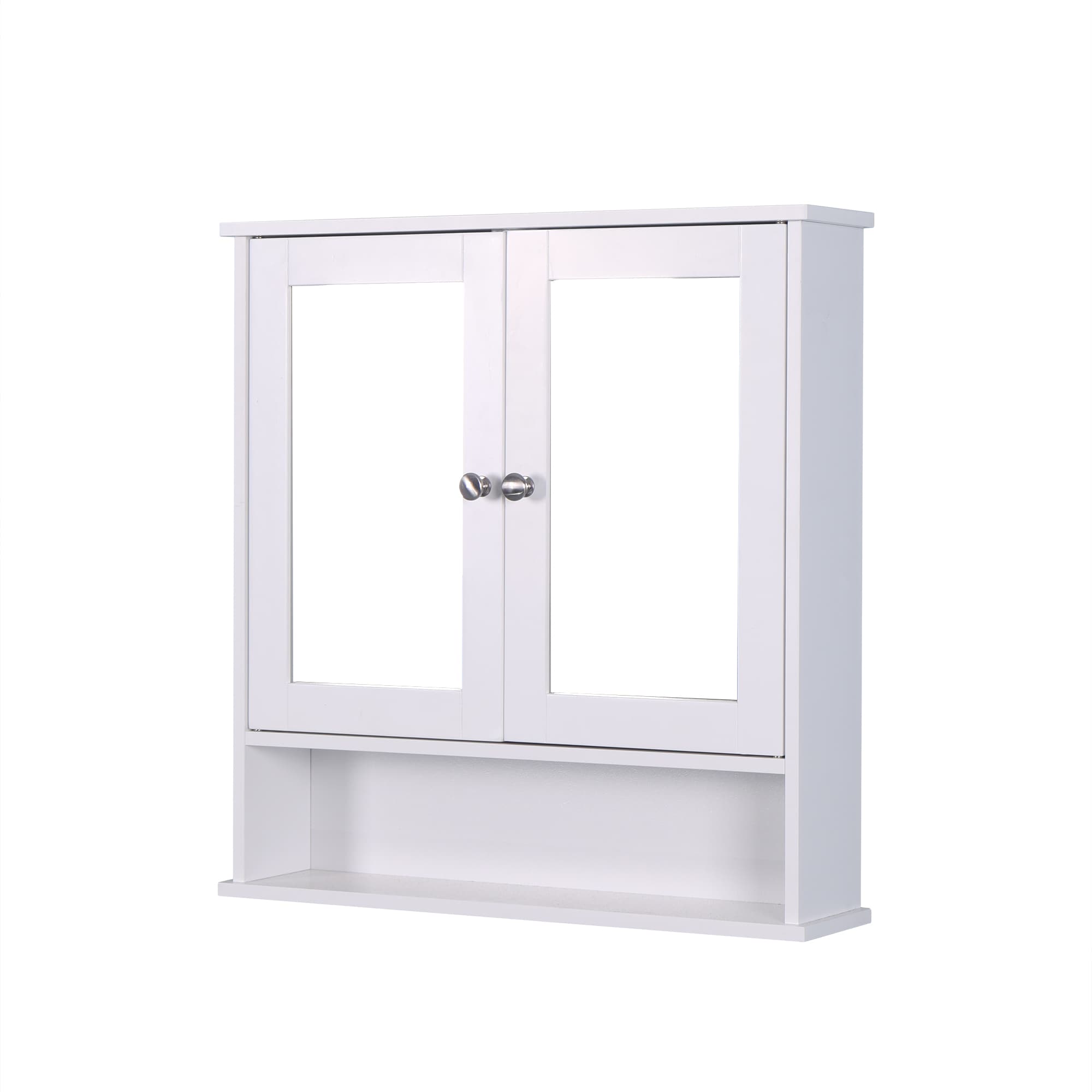 LUXEYARD White Wall Mounted Bathroom Cabinet with 2 Mirror Doors and Adjustable Shelf
