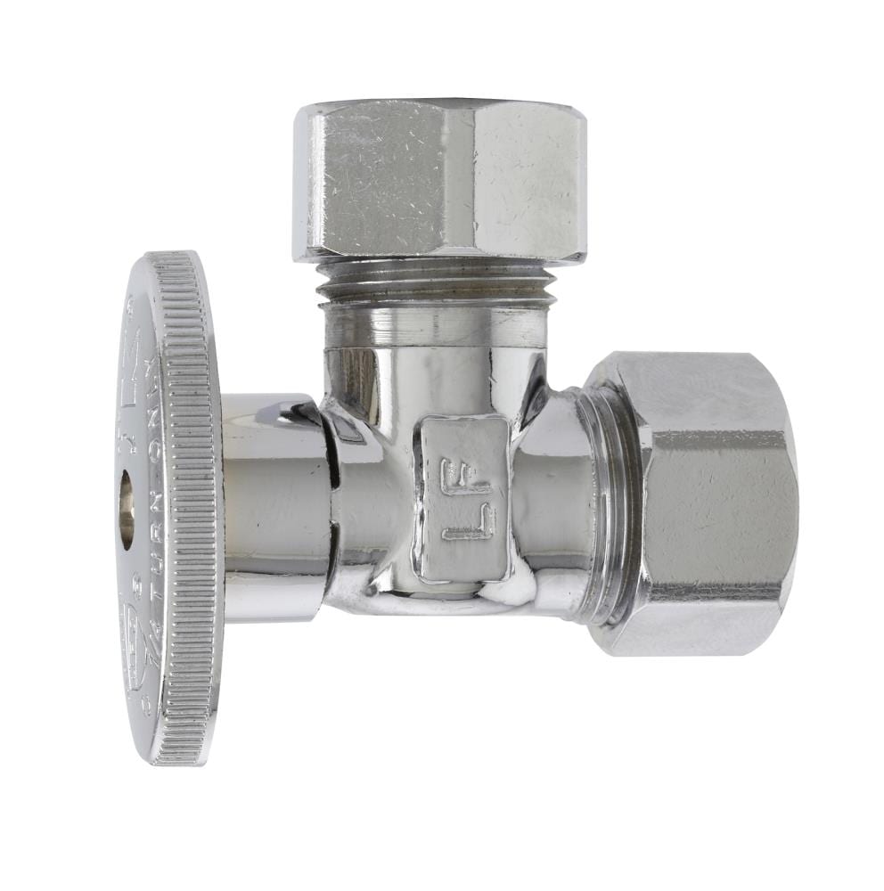Keeney K2623PCBG 1/2-in Compression x 1/2-in Compression Brass Quarter Turn Stop Angle Valve