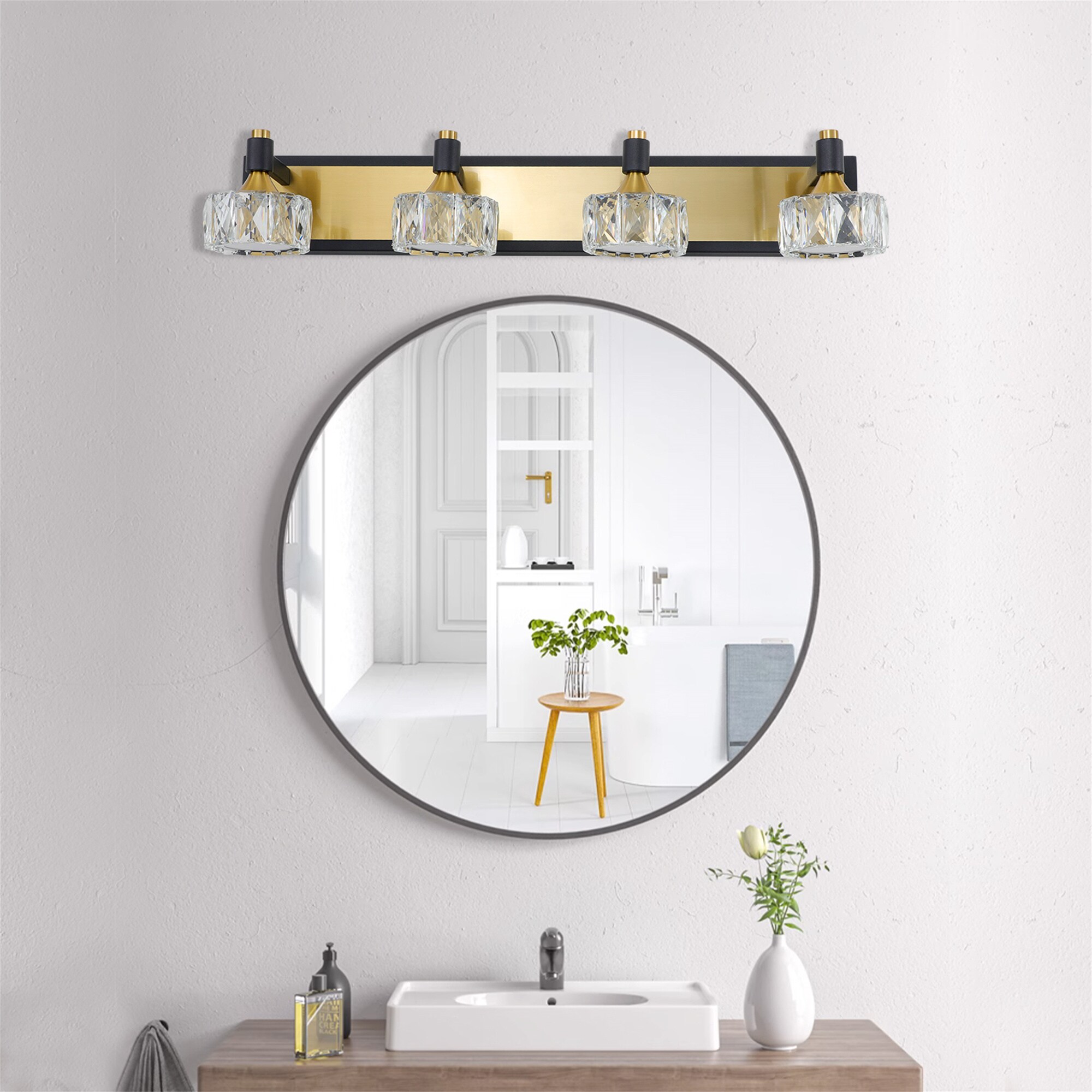 BABOOM Vanity Light 27.6-in 4-Light Clear LED Modern/Contemporary ...