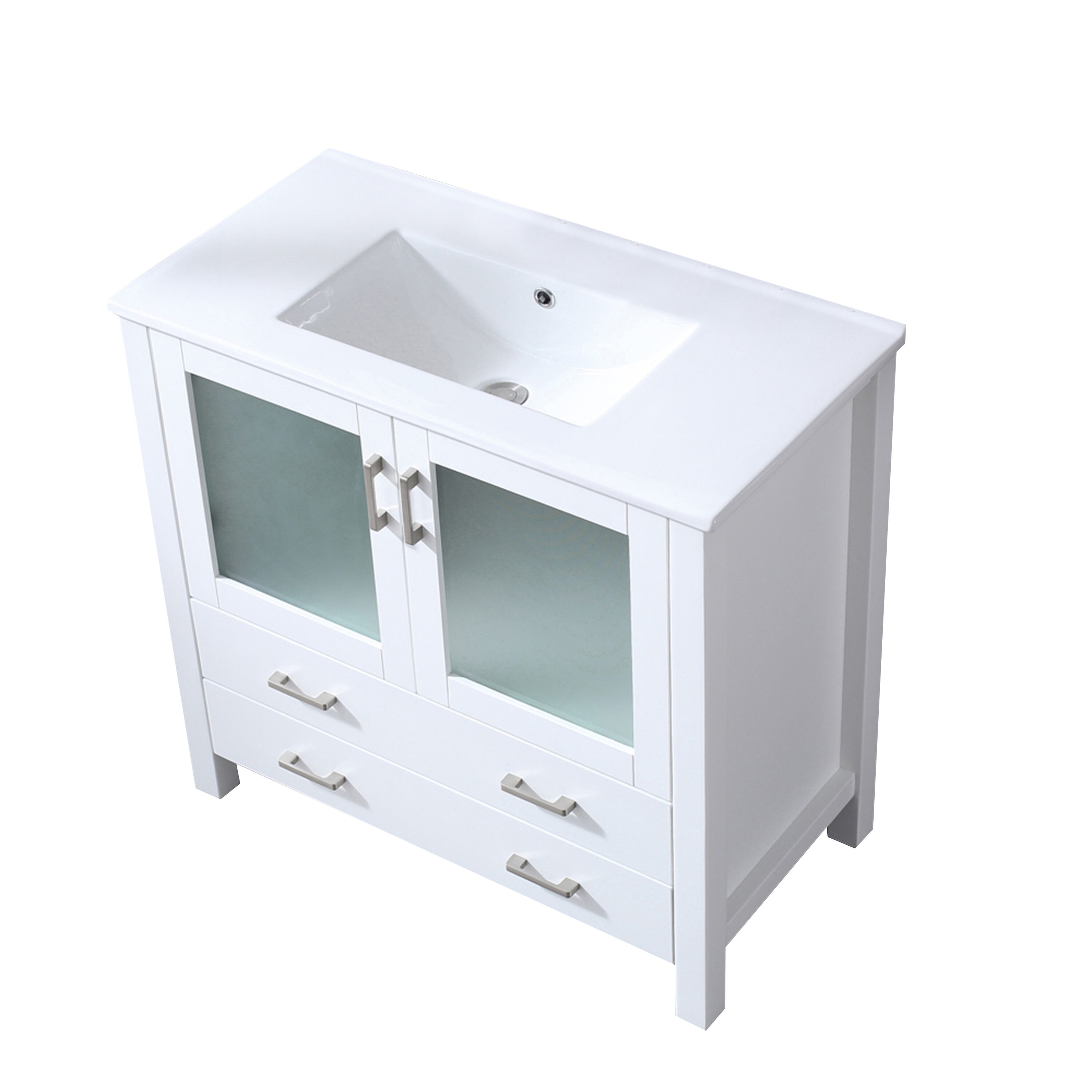 Lexora Volez 36-in White Single Sink Bathroom Vanity with White Ceramic ...