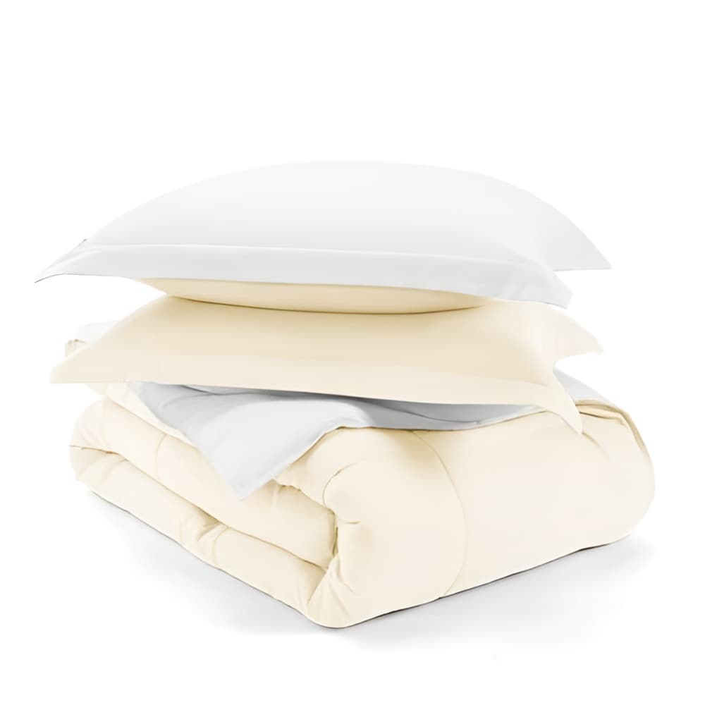 Slickblue D-FR-WHKI8999 Reversible Microfiber 3-Piece White and Cream King-California king / Full-Queen / Twin-Twin XL Comforter Set for Bedroom or Master Suite – Wrinkle-Resistant and Machine Washable