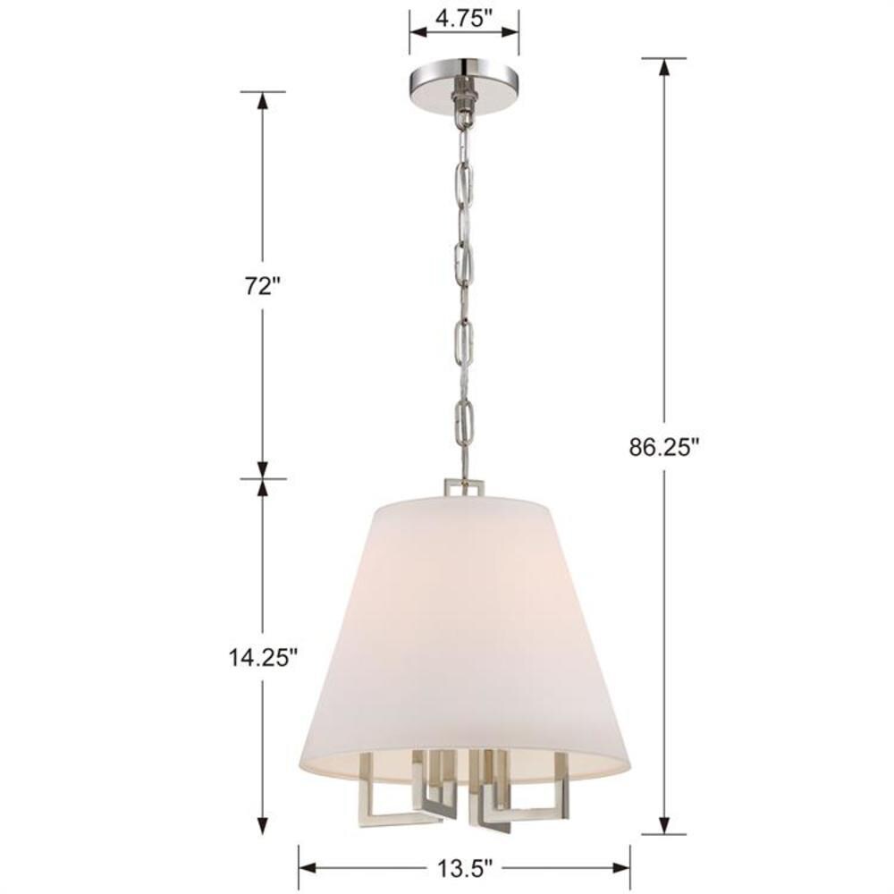 Polished Nickel Mini Chandelier with Silk Shade