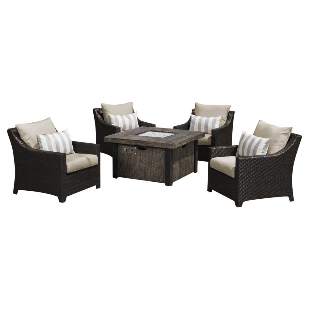 RST Brands OP-PECLB5FT-SLT-K Deco 5-Piece Wicker Patio Conversation Set with Gray Sunsharp Cushions