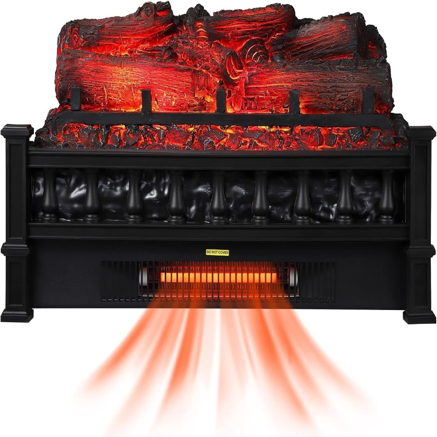 Qeetex LSHQQPHO-16PA4HKU 20-in W 5120 -BTU Black  Electric Fireplace Logs with Heater (No Remote Control Included)