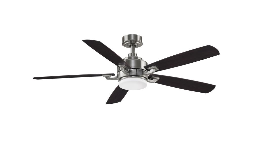 Fanimation Benito V2 52 In Brushed, Led Indoor Outdoor Brushed Nickel Ceiling Fan With Light And Remote Control