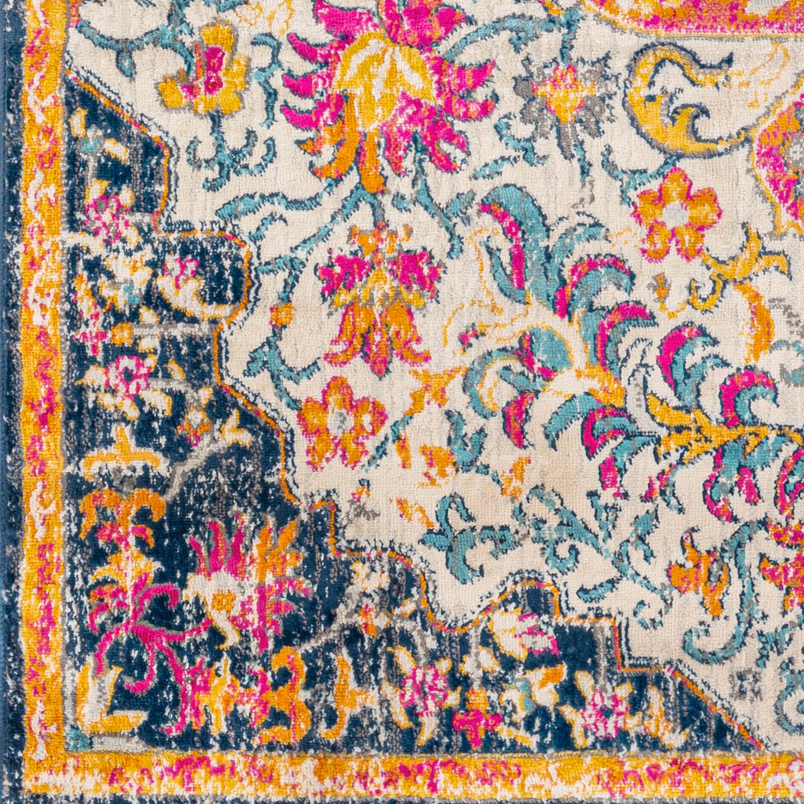 Pesaro Updated Traditional Bright Pink/Saffron Area Rug | Mark & Day
