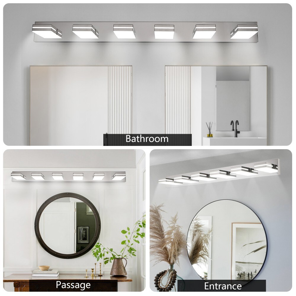 TomCare 47.2-in 6 Light Chrome Finish LED Bathroom Vanity Light with ...