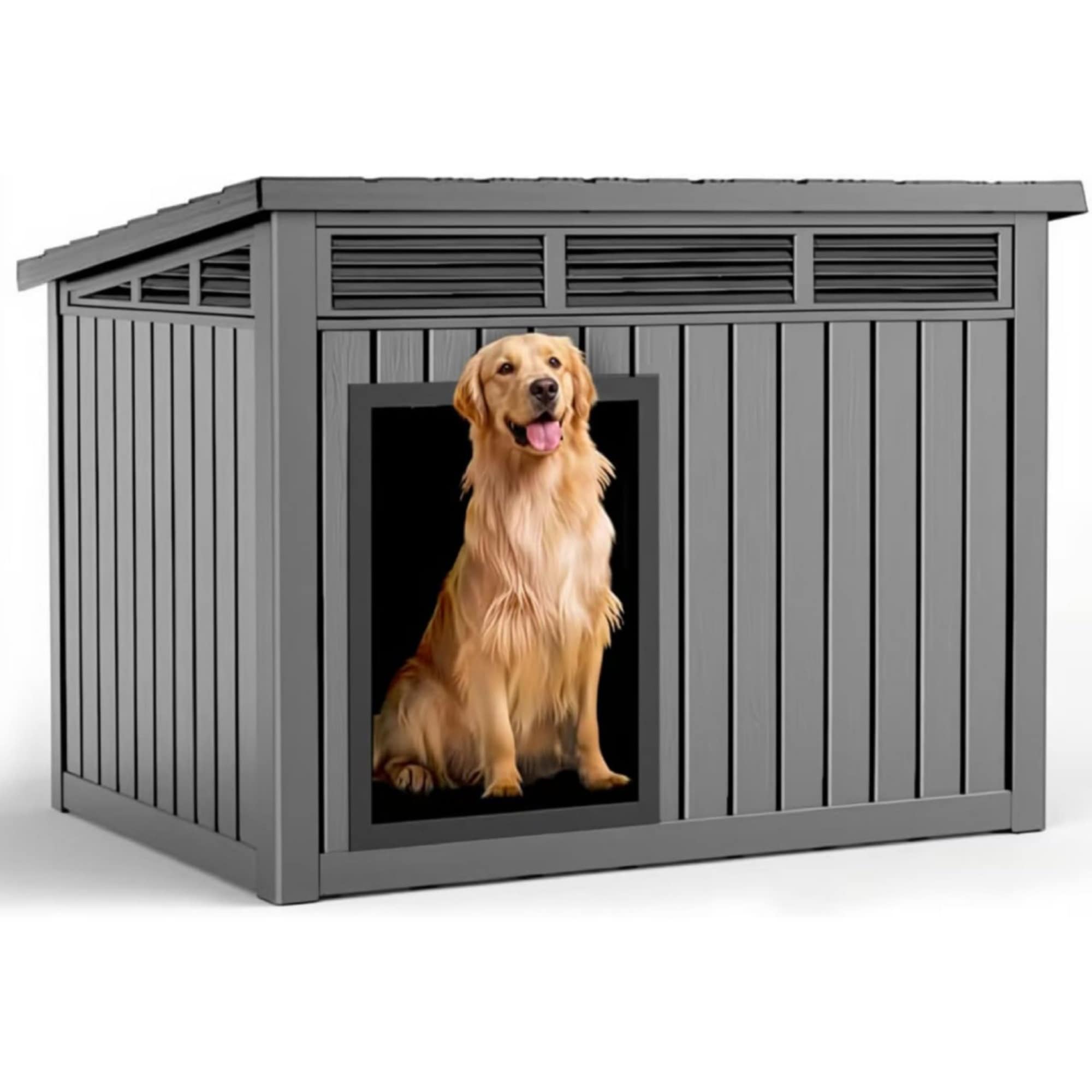 Yardgrace  Large Dog House with Removable Roof Elevated Ventilated Floor for Indoor Outdoor Fits Small to Large Dogs
