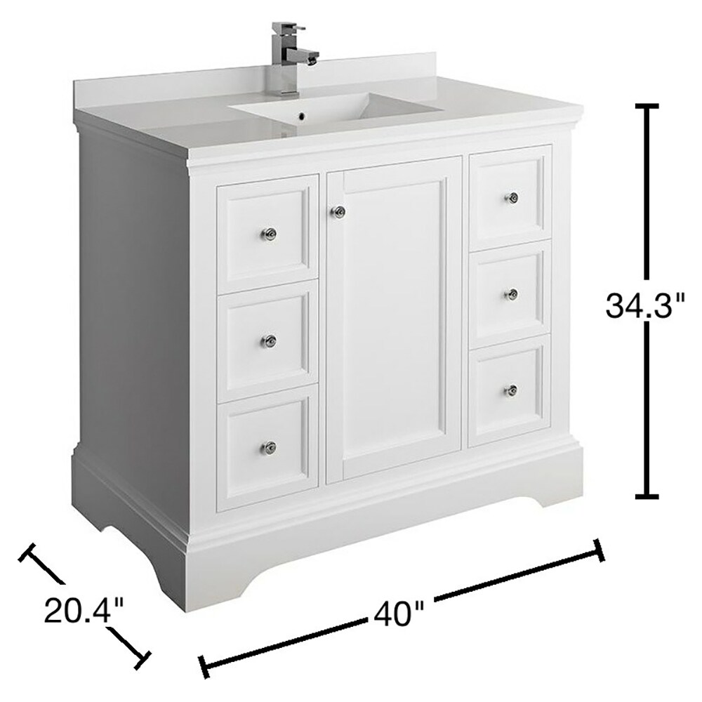 Fresca Windsor 40-in Matte White Undermount Single Sink Bathroom Vanity ...