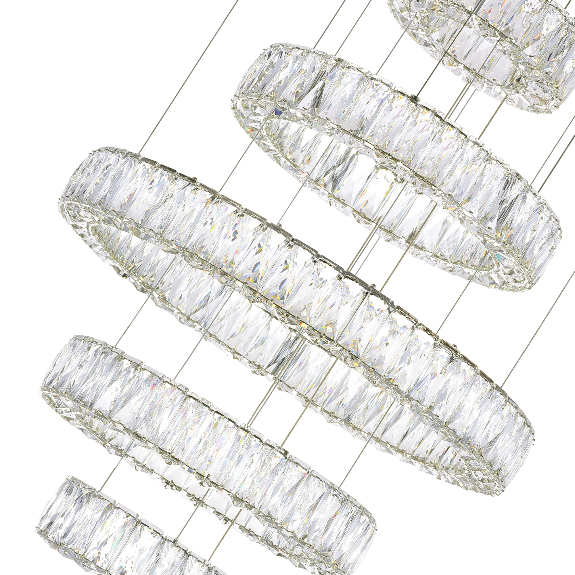 Madeline Chrome 24" LED Crystal Chandelier with Adjustable Height