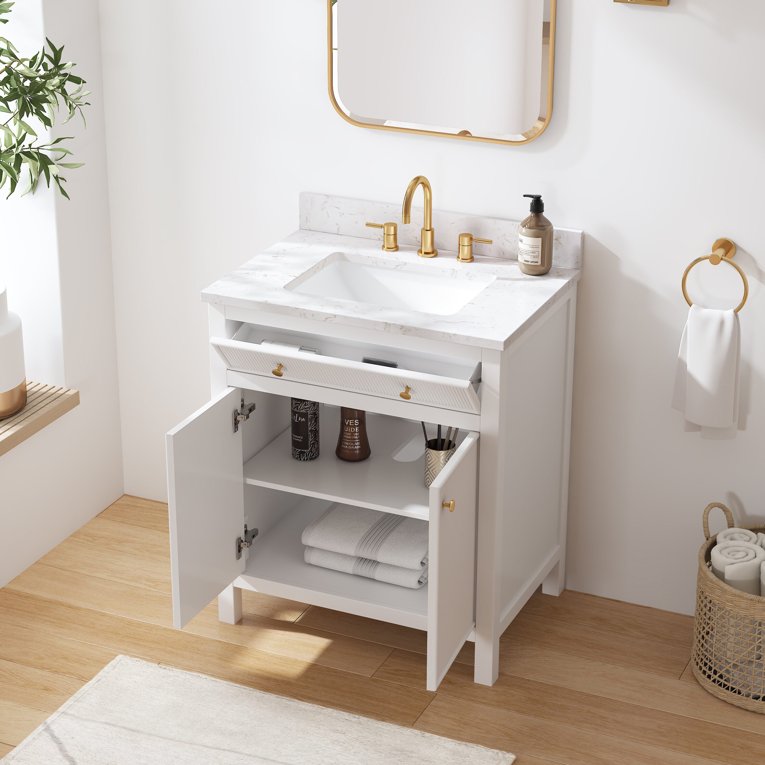 allen + roth Sandbanks 30-in White Undermount Single Sink Bathroom ...