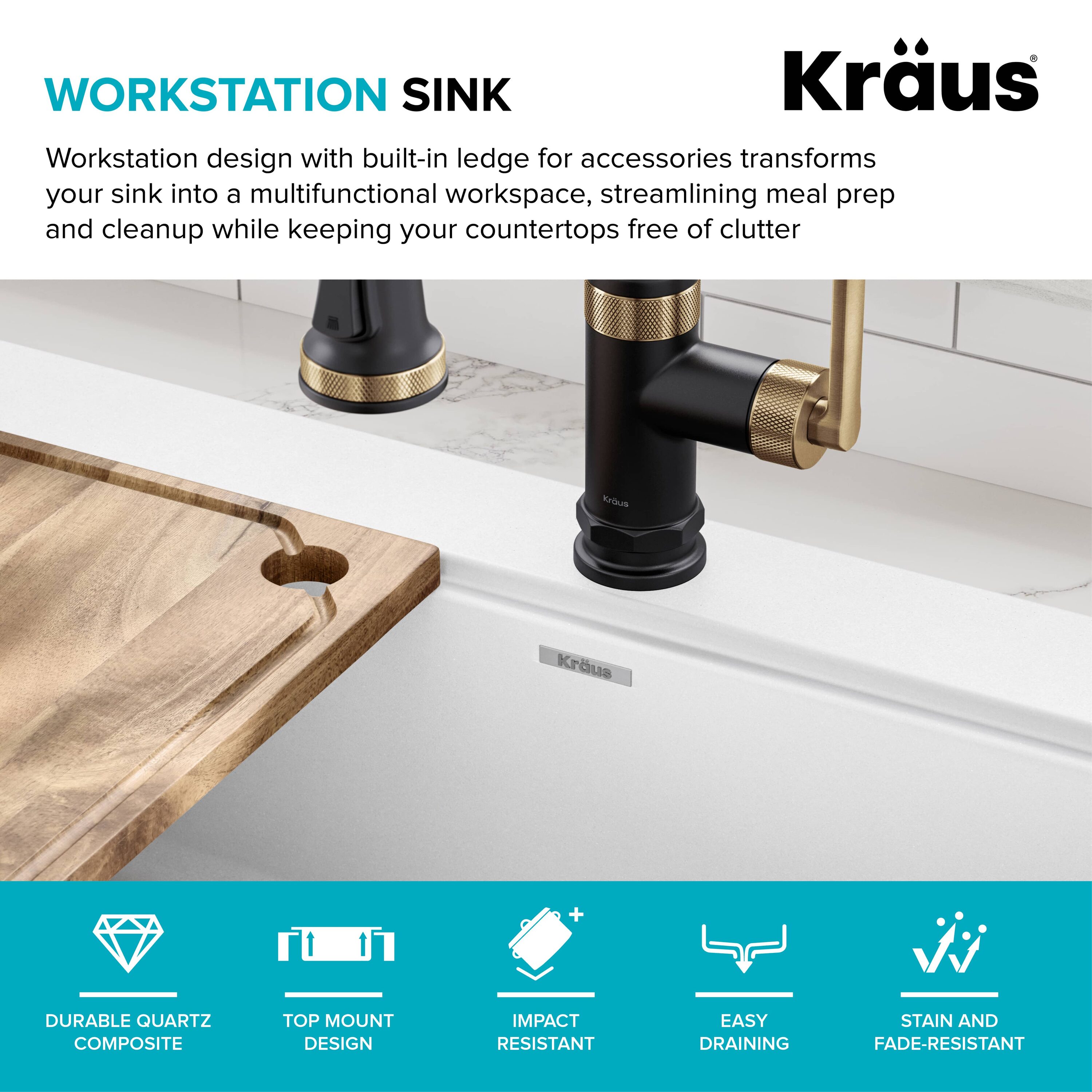 Kraus KGTF1-33WH Kitchen-Sinks - View #5