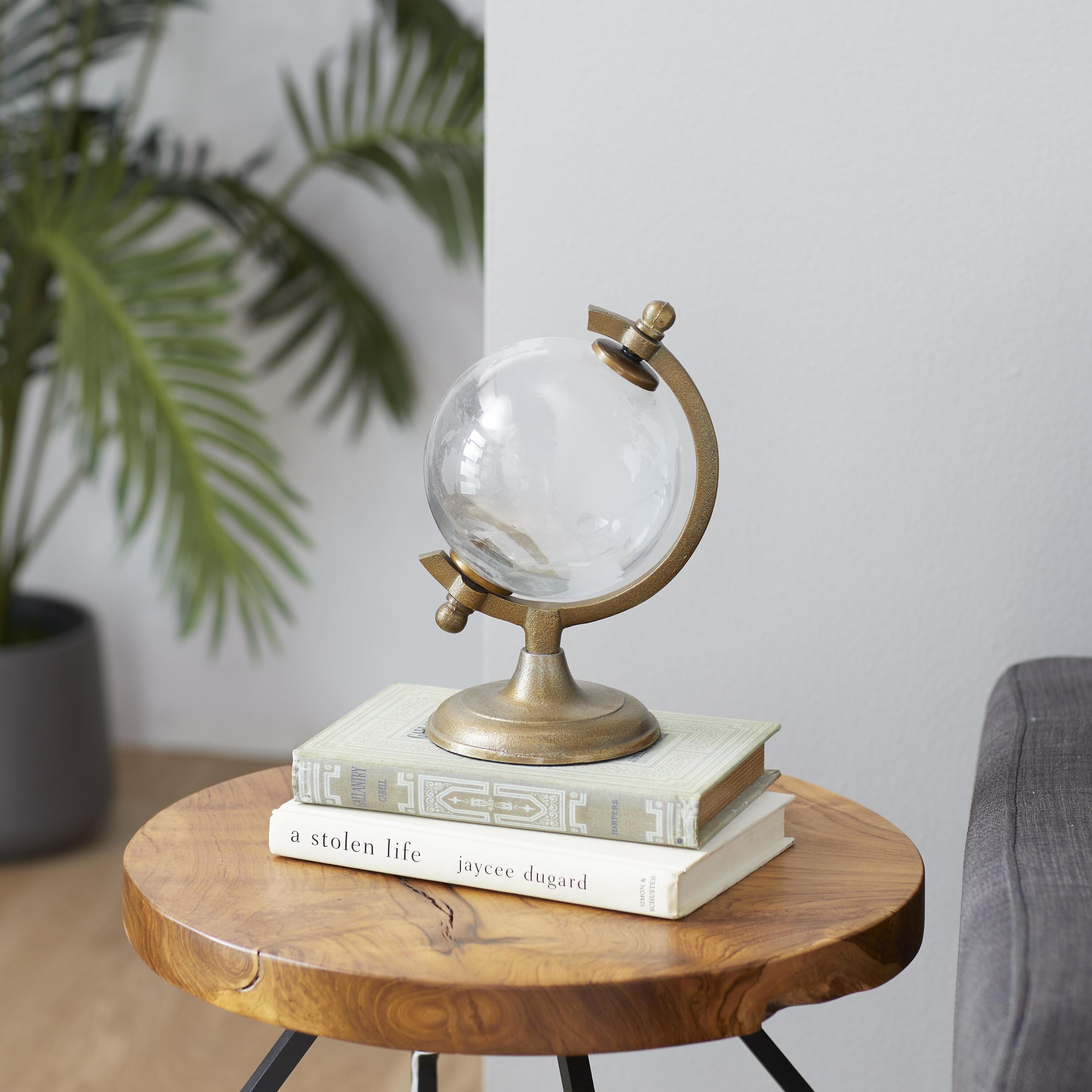 Bronze Solid Round 6" x 9" Contemporary Globe with Tiered Base
