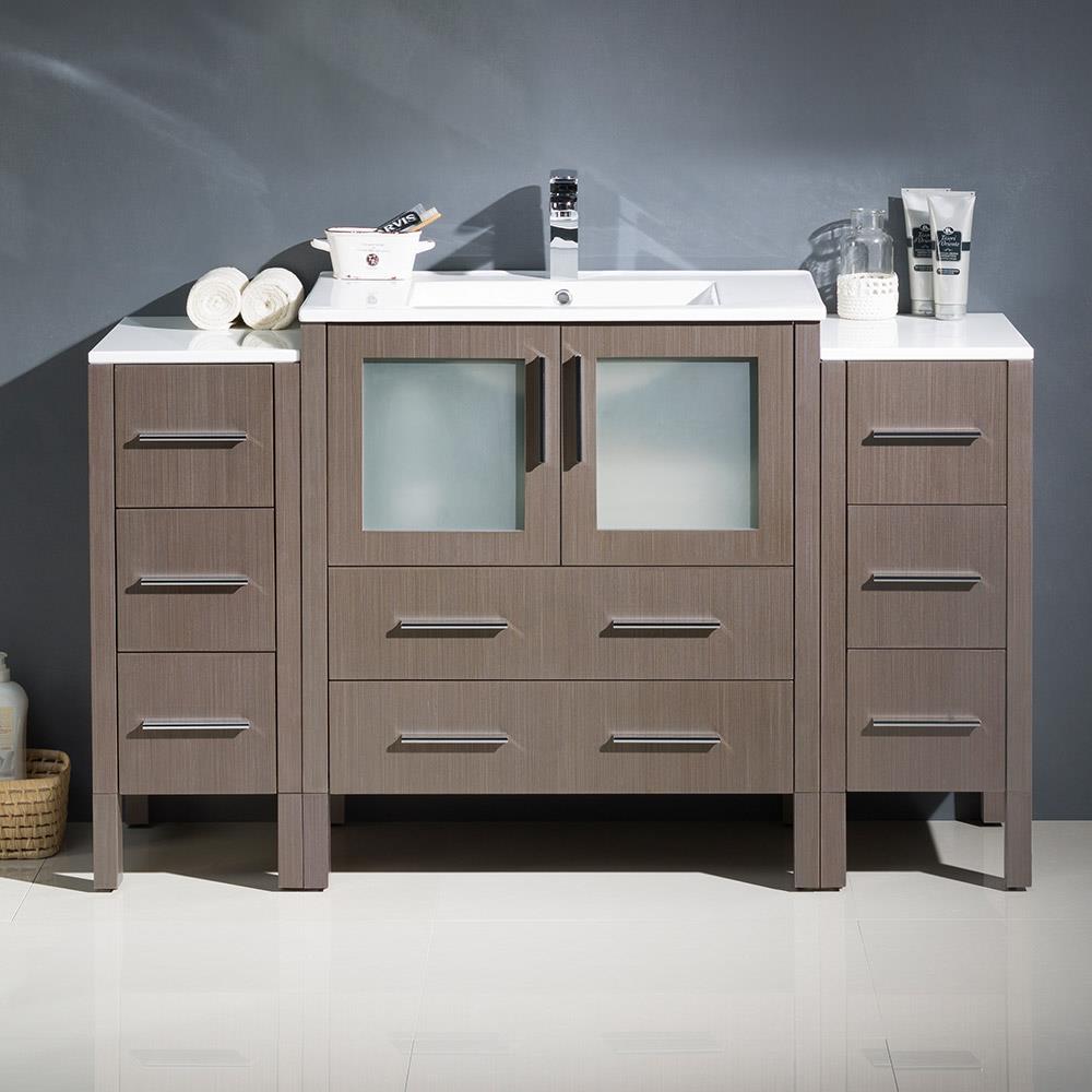 Fresca FCB62-123012GO-I Torino 54-in Gray Oak Single sink Bathroom Vanity with White Ceramic Top