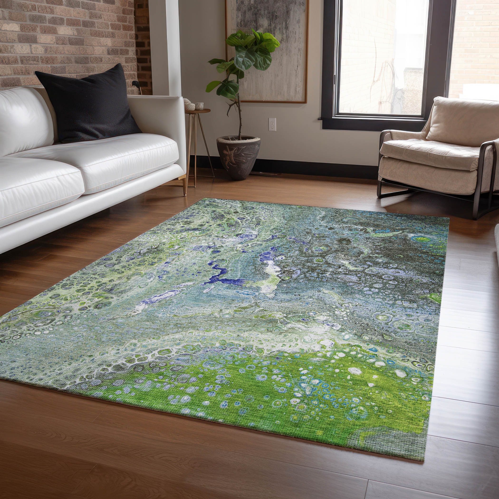 Addison Rugs ACN588GE3X5 Chantille ACN588GE 3 x 5 (ft) Polyester Green Rectangular Indoor/Outdoor Geometric Machine washable Area rug