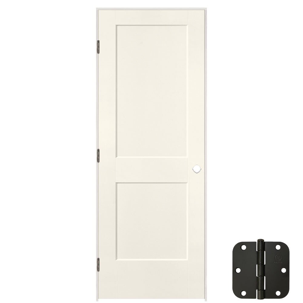 Masonite 32-in x 80-in Moonglow Solid Core 2-panel Square Right Hand Smooth Prefinished Molded Composite Flat Jamb Single Prehung Interior Door -  895959