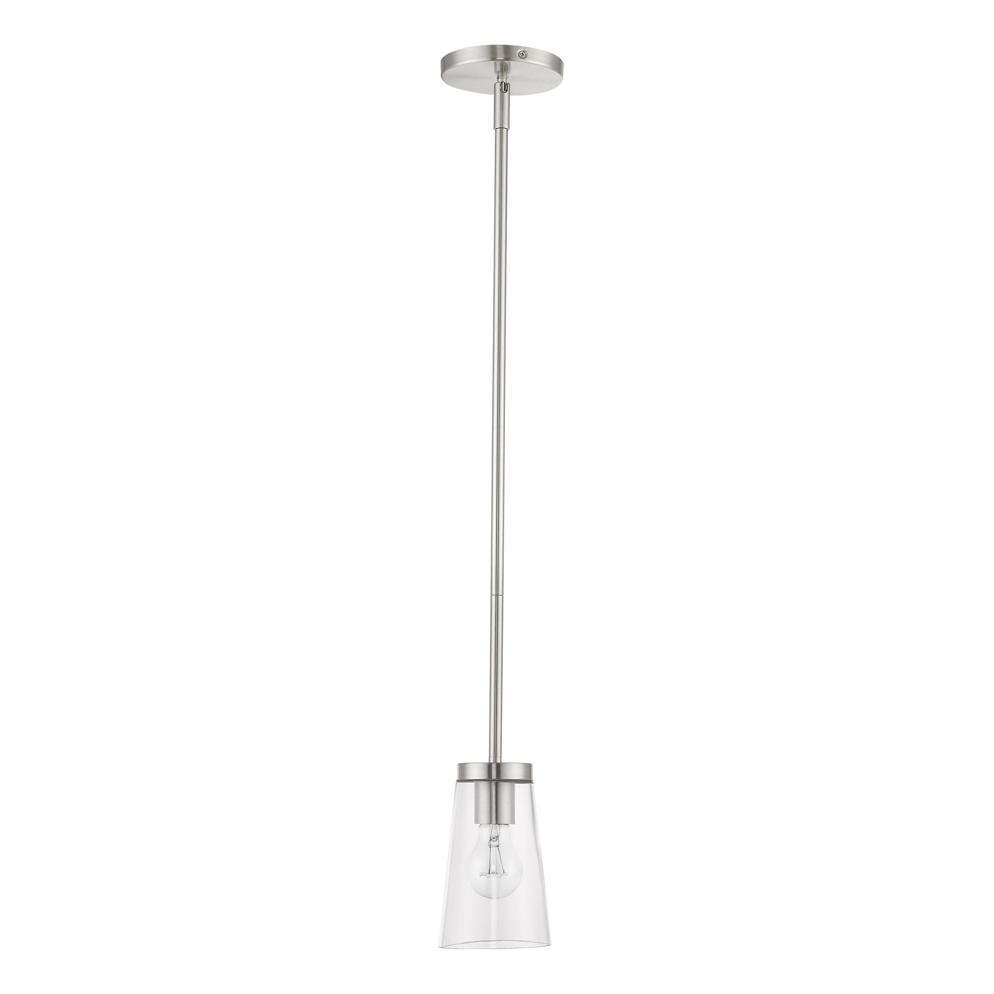 Brushed Nickel Mini Pendant with Clear Glass Shade