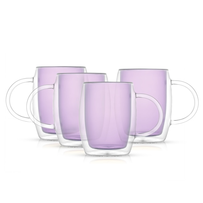 JoyJolt Aroma 13.5-fl oz Glass Violet Mug Set of: 4 in the