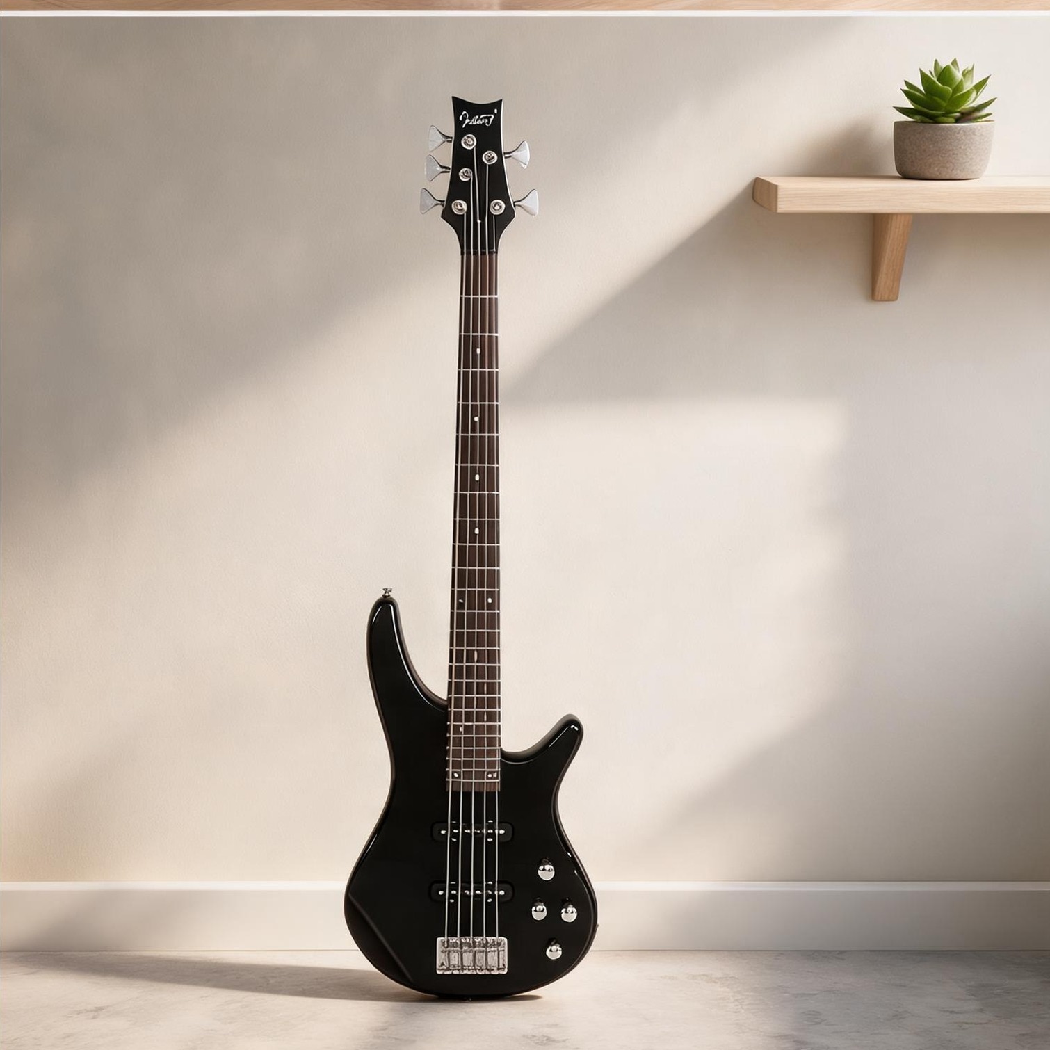 BBabe 5-String Electric Bass Guitar with Dual Pickups Deep Black Finish ...
