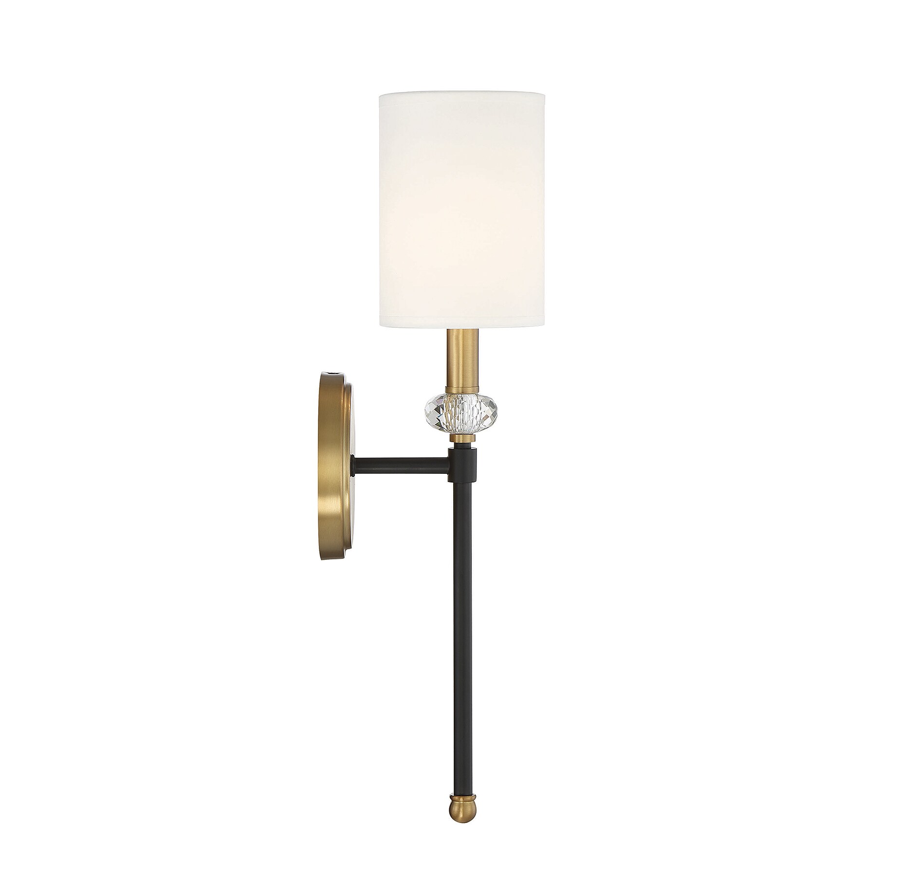 Matte Black and Brass Dimmable Cylinder Sconce