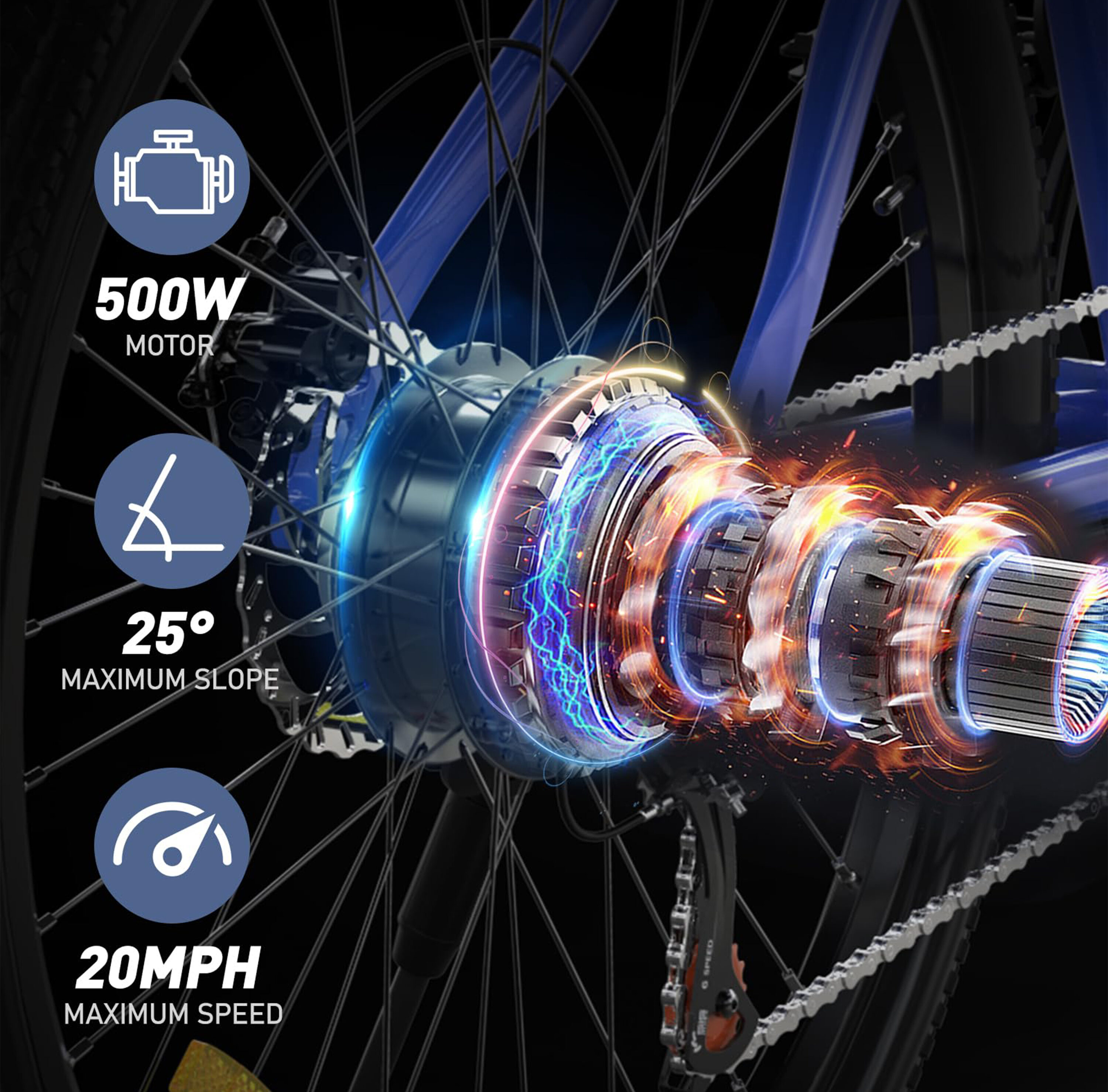 Hitway vélo électrique e-bike 26”,3 Vitesses Max 25km/h,moteur